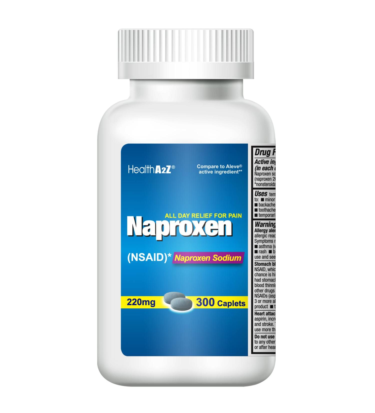 HealthA2Z Naproxen Sodium 220mg (NSAID) 300 Count - Fast Pain Relief and Fever Reducer - Buy Online on GoSupps.com