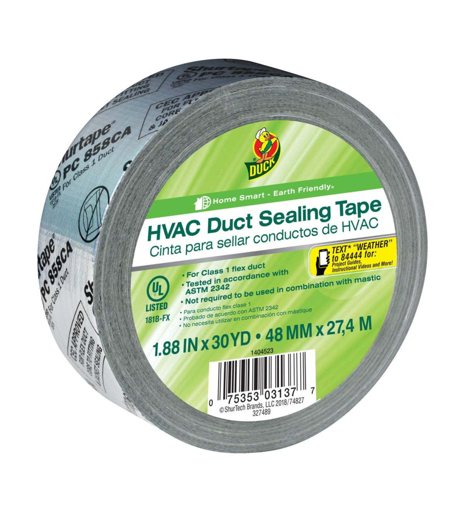 Duck Brand HVAC Duct Sealing Tape  Silver  1.88 Inches x 30 Yards  1 Roll (1404523) 1.88 in. x 30 yd. - Buy Online on GoSupps.com