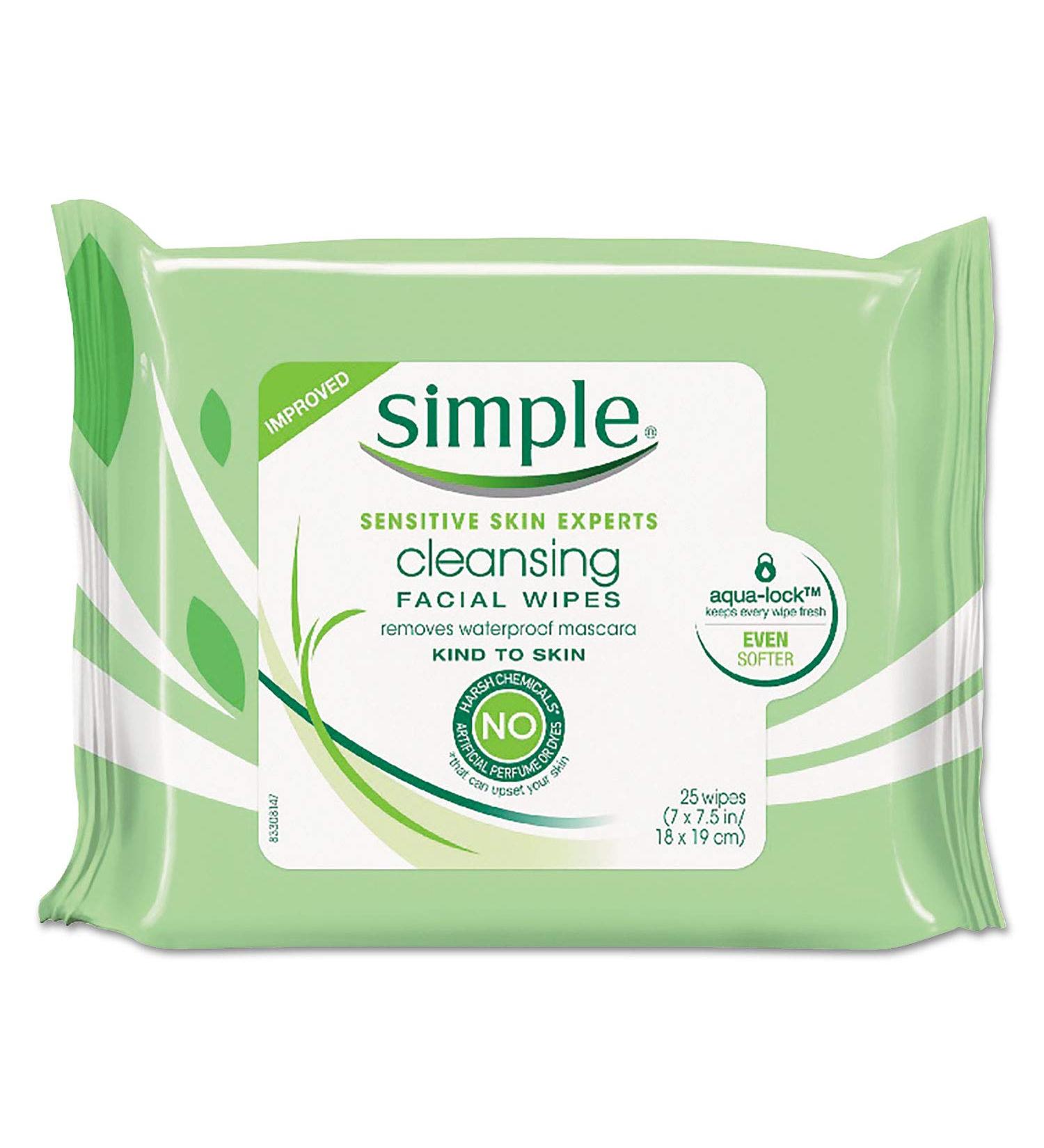 Simple Cleansing Facial Wipes (25 Wipes) - Buy Online on GoSupps.com