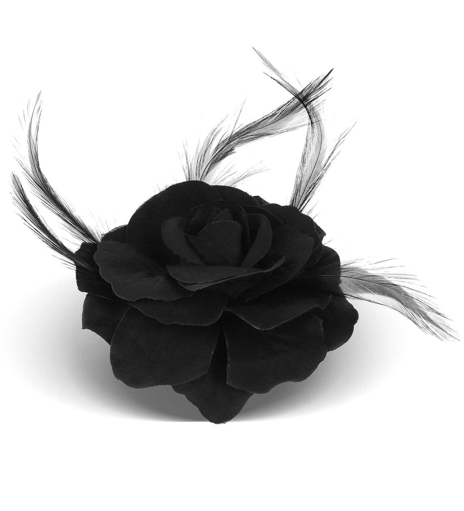 Molain Floral Hair Clip - Large Rose Bow Hairpin for Women & Girls | Fabric Feather Barrette for Stylish Hair Styling | Perfect for Parties - Buy Online on GoSupps.com