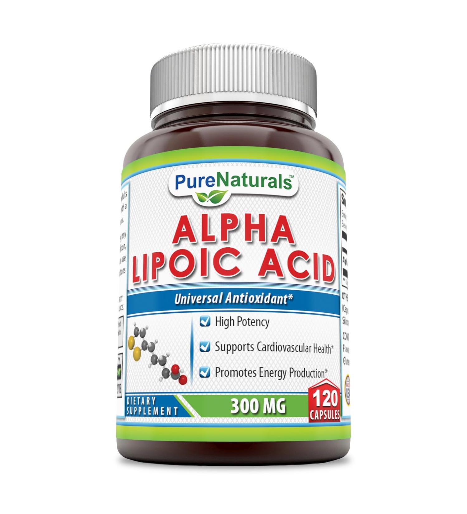 Pure Naturals Alpha Lipoic Acid 300 Mg Capsules 120Count *Supports Cardiovascular Health & Energy Production*