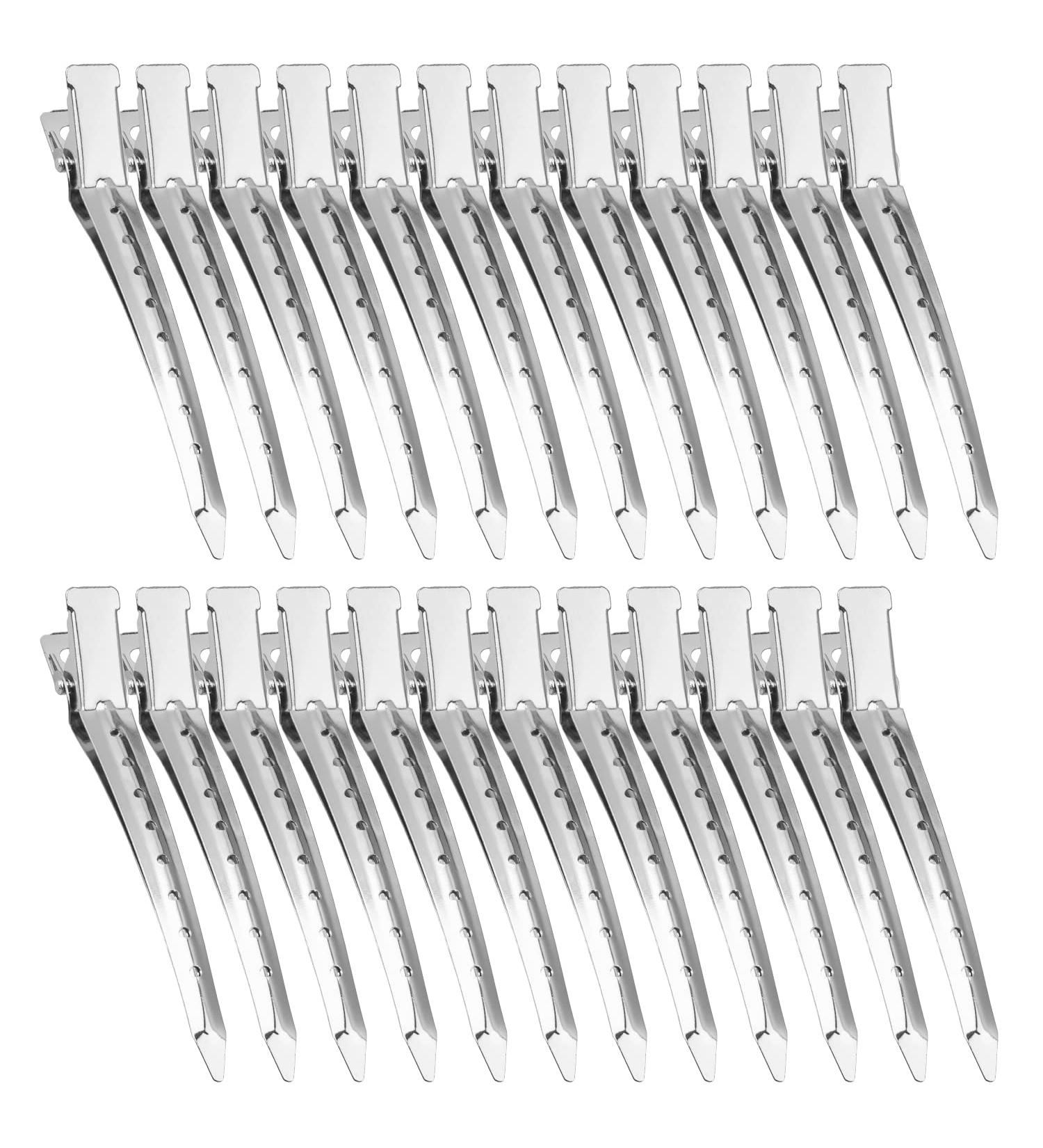 24 Pcs Duck Bill Hair Clips - Metal Alligator Curl Clips for Women Styling Sectioning - BetyBedy 3.5 Inches Hair Pins for Hair Coloring & Thick Hair Roller (Silver) - Buy Online on GoSupps.com