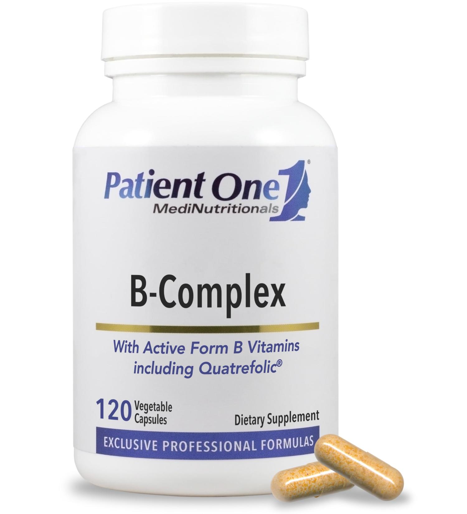 Patient One B-Complex | Supplement to Support Energy and Heart and Brain Health* | Active B Vitamins with Quatrefolic | 120 Capsules - Buy Online on GoSupps.com