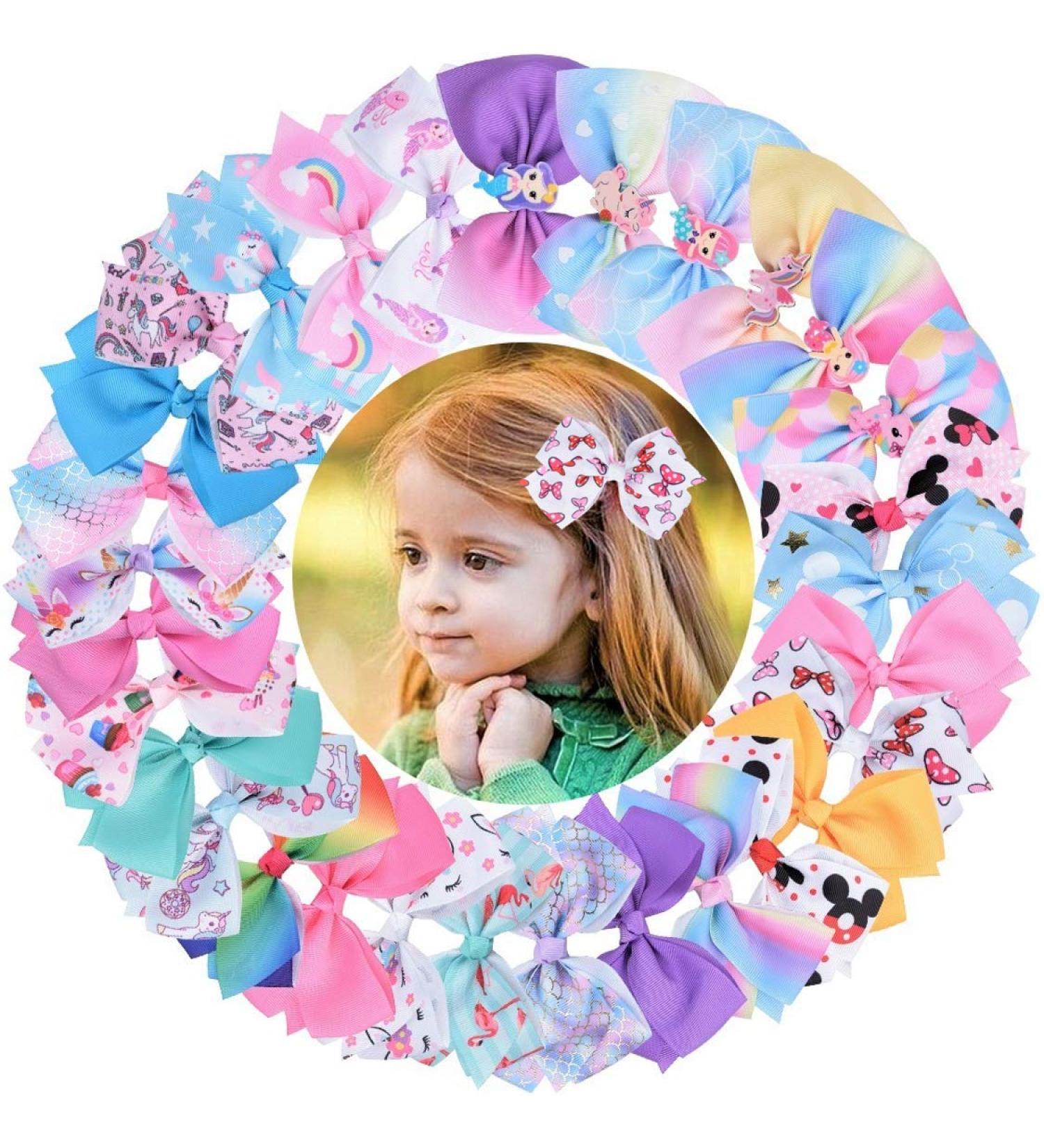 30 Pcs Unicorn Hair Bows Grosgrain Ribbon Alligator Clips - 5 Inch Hair Accessories for Girls - Buy Online on GoSupps.com