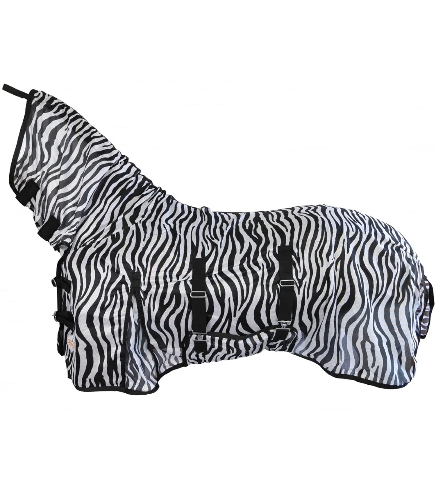 Marengos Zebra Flying Ceiling for Horses - Breathable Eczema Protection Insect Defense & Wind-Permeable - 155cm White/Black - Buy Online on GoSupps.com