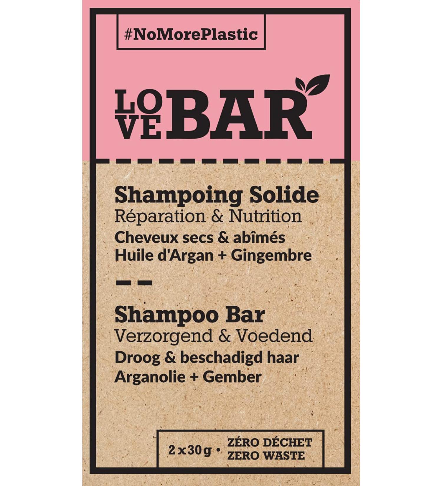 Love Bar - Solid Shampoo Repair & Nourishment with Argan & Ginger - Dry and Damaged Hair (2 x 30gr) - Buy Online on GoSupps.com
