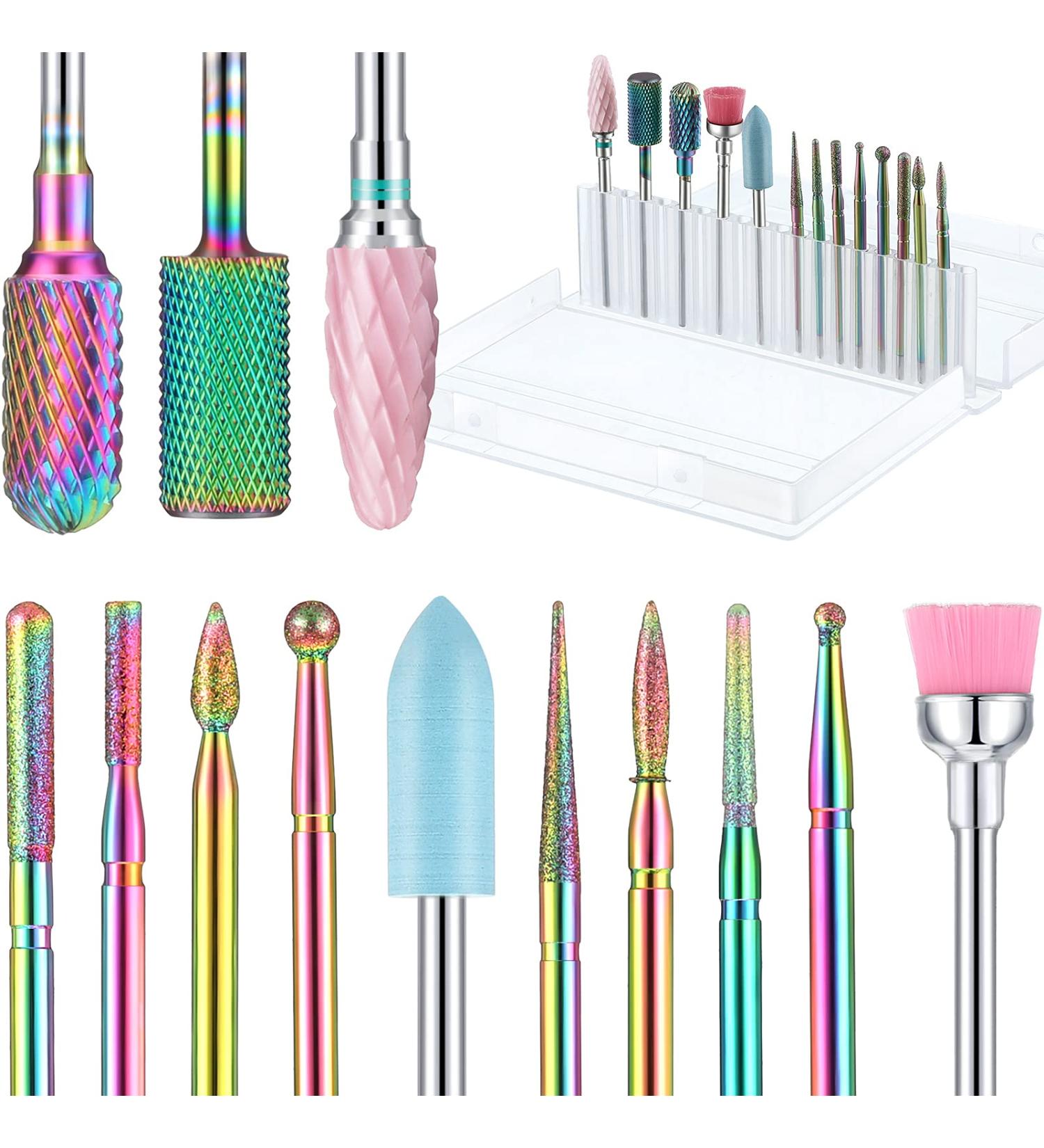 13-Piece Nail Drill Bits Set - Tungsten Carbide & Ceramic File Bits for Manicure Pedicure - 3/32 Inch - Buy Online on GoSupps.com