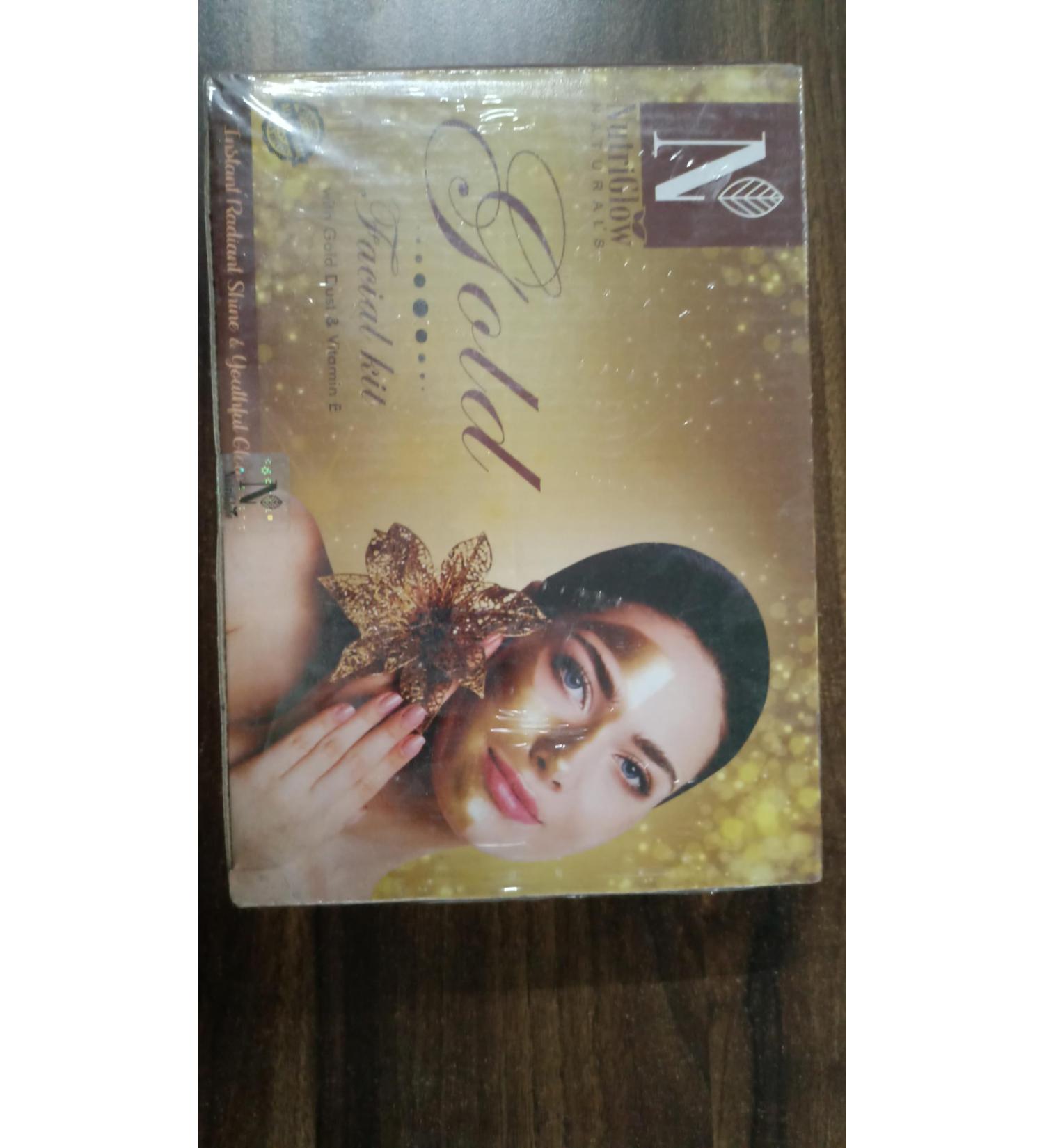 Nutriglow 24 Carat Gold Glow Facial Kit 6-Pieces Skin Care Set 250Gm+10Ml - Buy Online on GoSupps.com