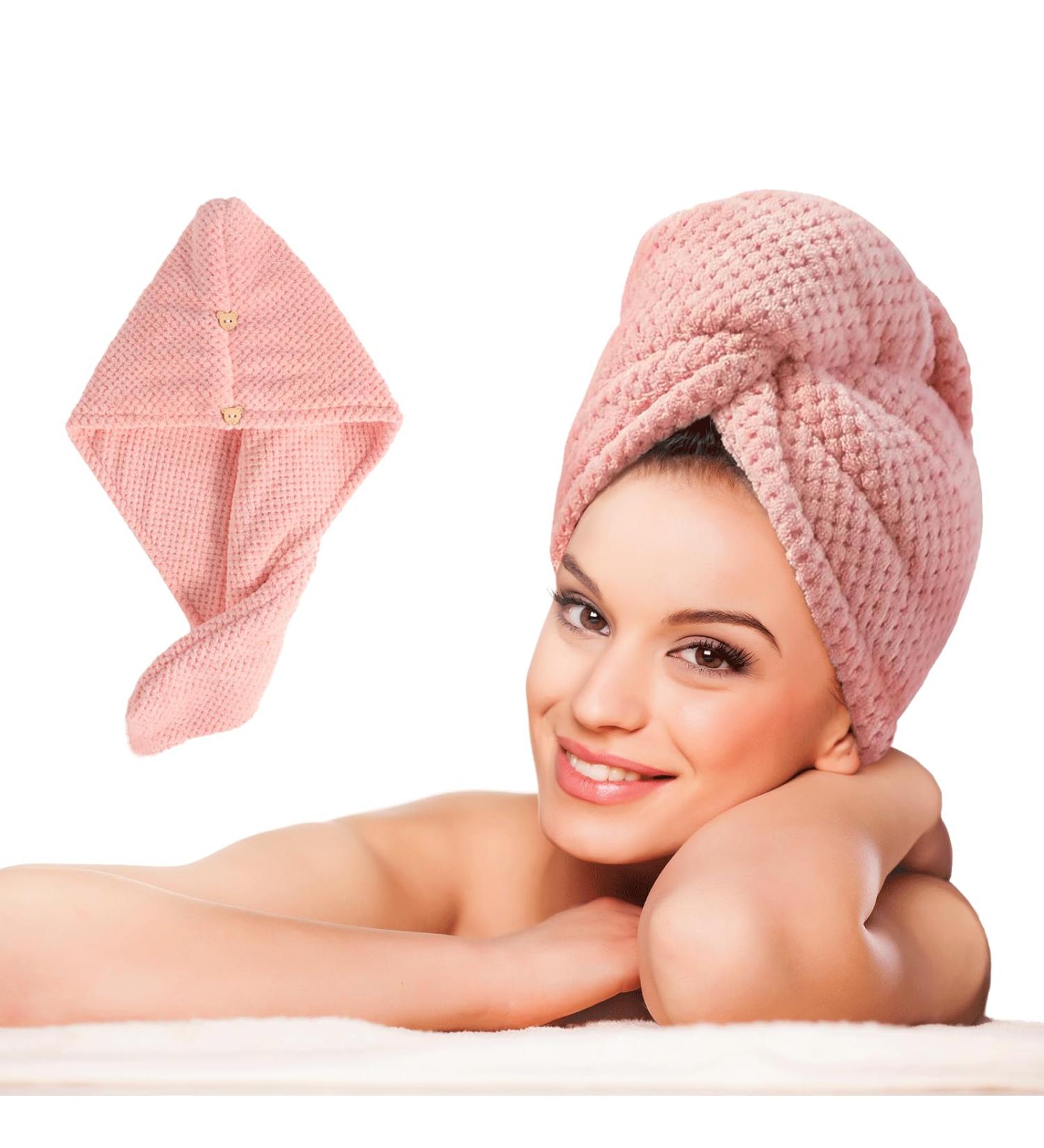 LTBL Microfiber Hair Cloth Wrap - Luxurious Fast Drying Towel for Women | Large Double-Layer Thickened Design in Light Pink - Buy Online on GoSupps.com