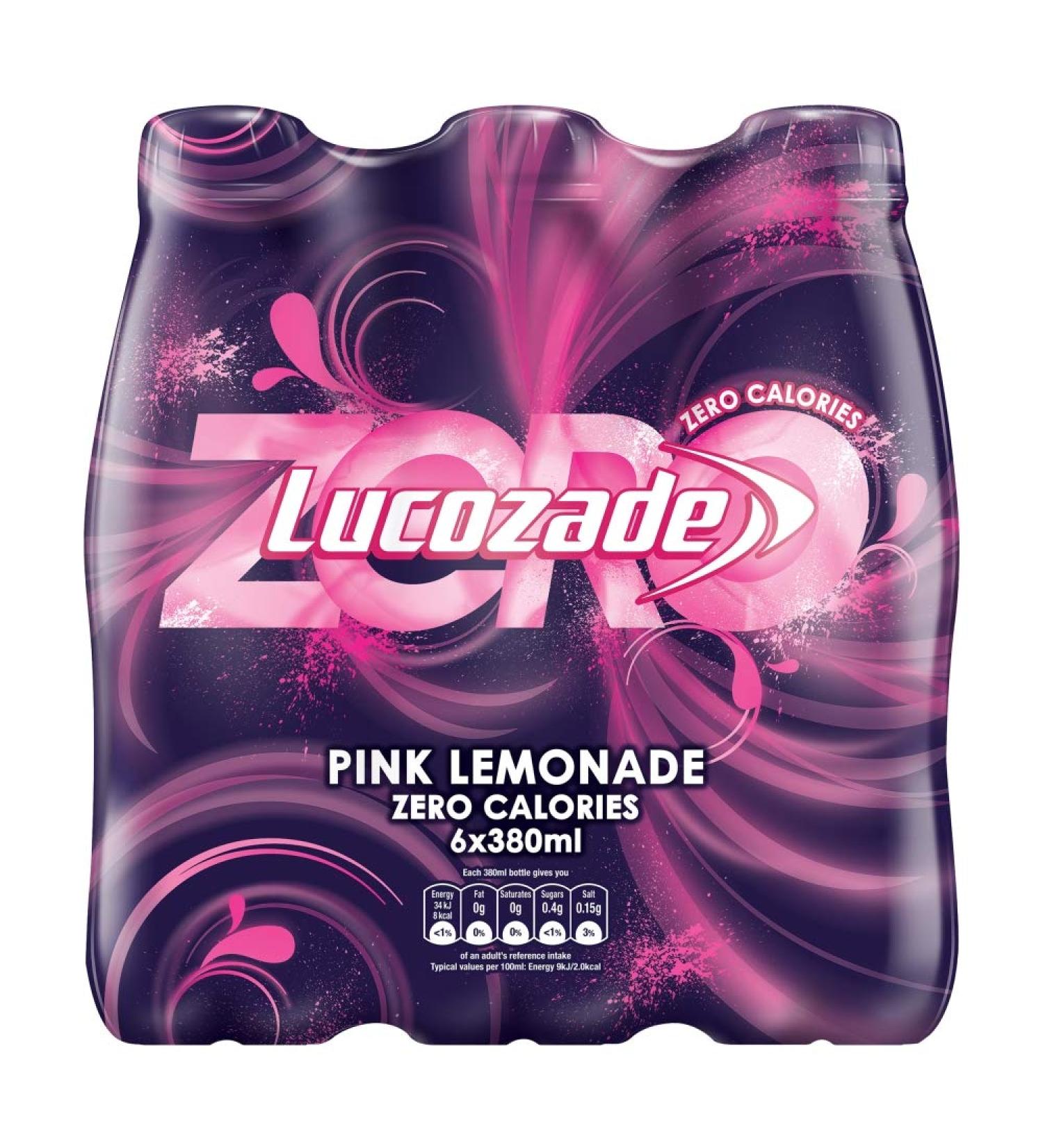 Lucozade Zero Pink Lemonade 6 x 380ml