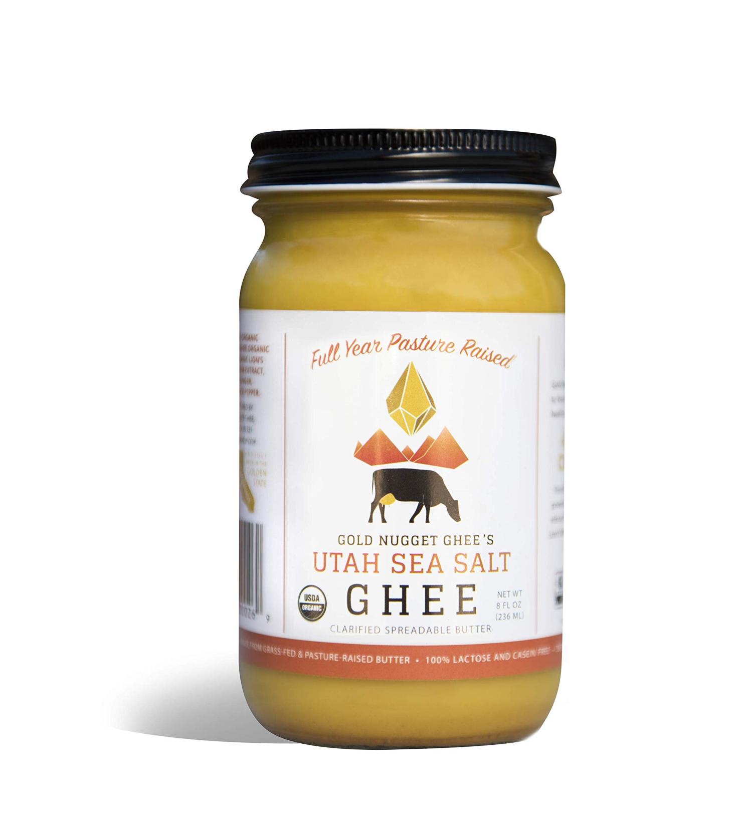 Gold Nugget Ghee's Utah Sea Salt: USDA Organic Grass-Fed Butter 8oz - Paleo & Keto Friendly - Buy Online on GoSupps.com