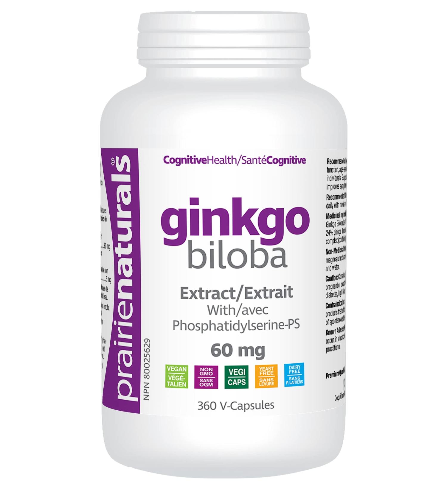 Prairie Naturals Ginkgo Biloba Extract 60mg with Phosphatidylserine VCaps - 360 Count 360 count (Pack of 1) - Buy Online on GoSupps.com