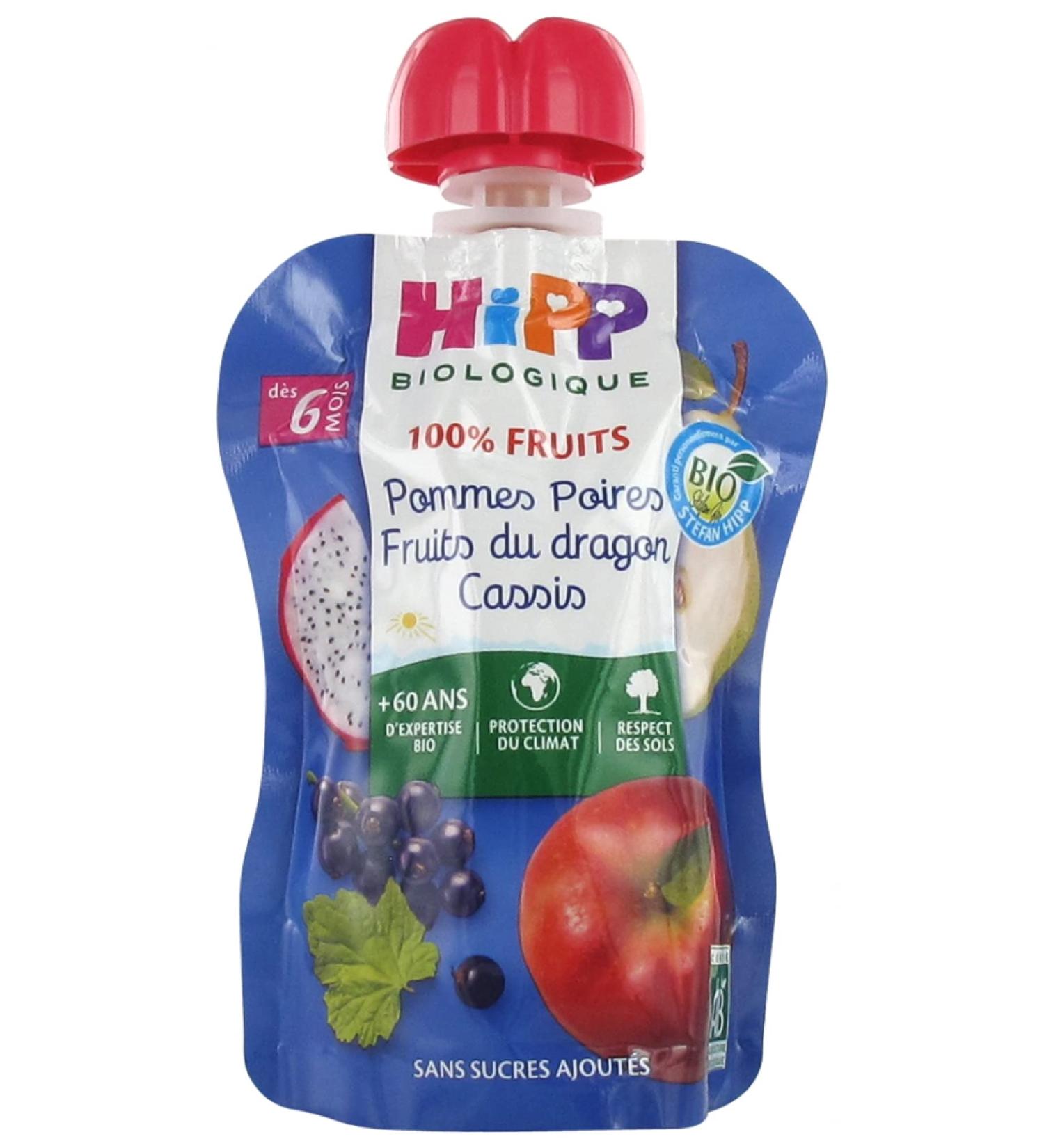 HiPP 100% Fruit Bottle Apples Pears Dragon Fruit Blackcurrant from 6 Months Organic 90g