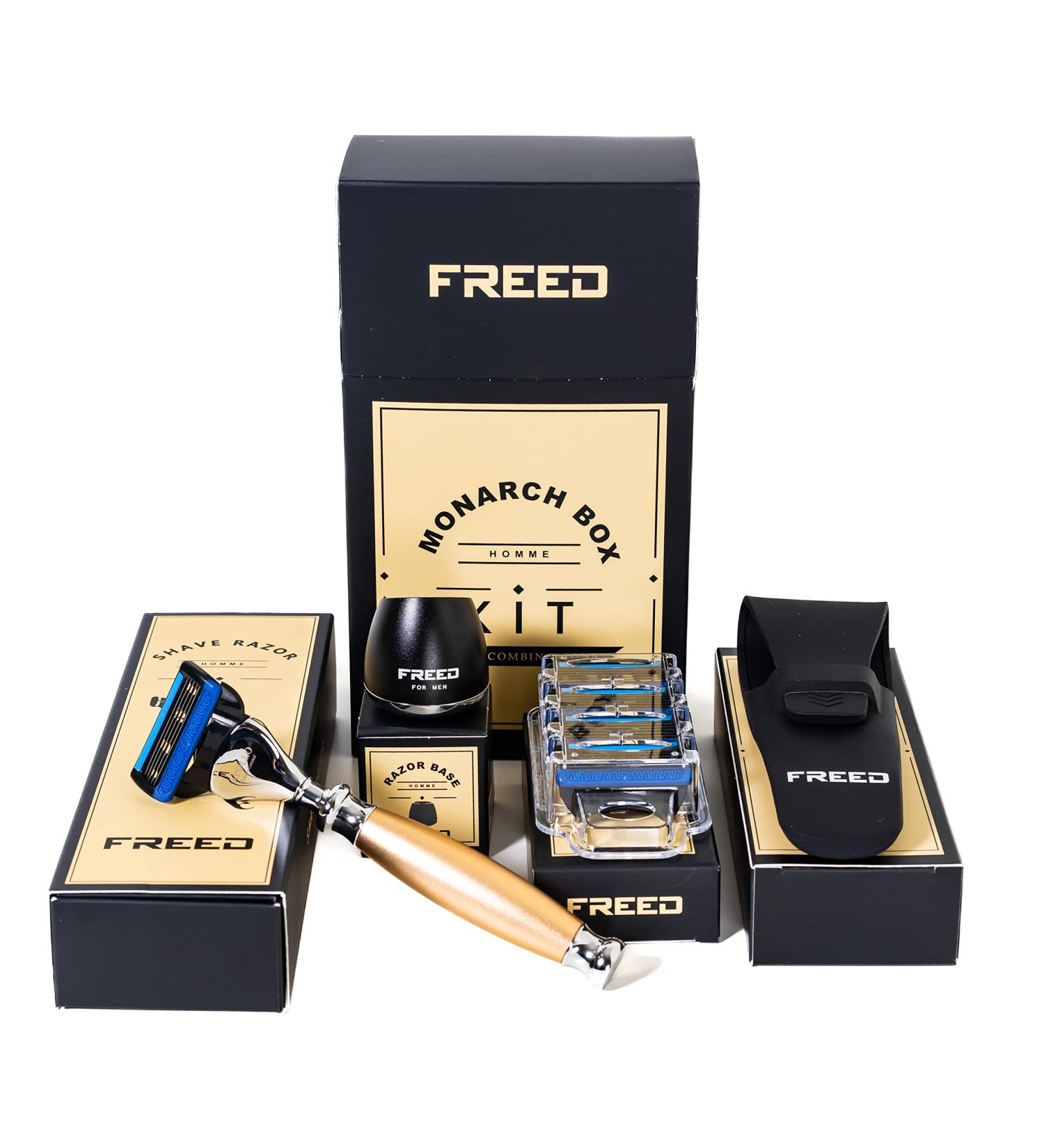 APOLLO Monarch 4-Piece Razor Set | 5-Blade Safety Razor & Grooming Gift for Men | Premium Alloy Handle | Best Father's Day Gift from Taiwan - Buy Online on GoSupps.com