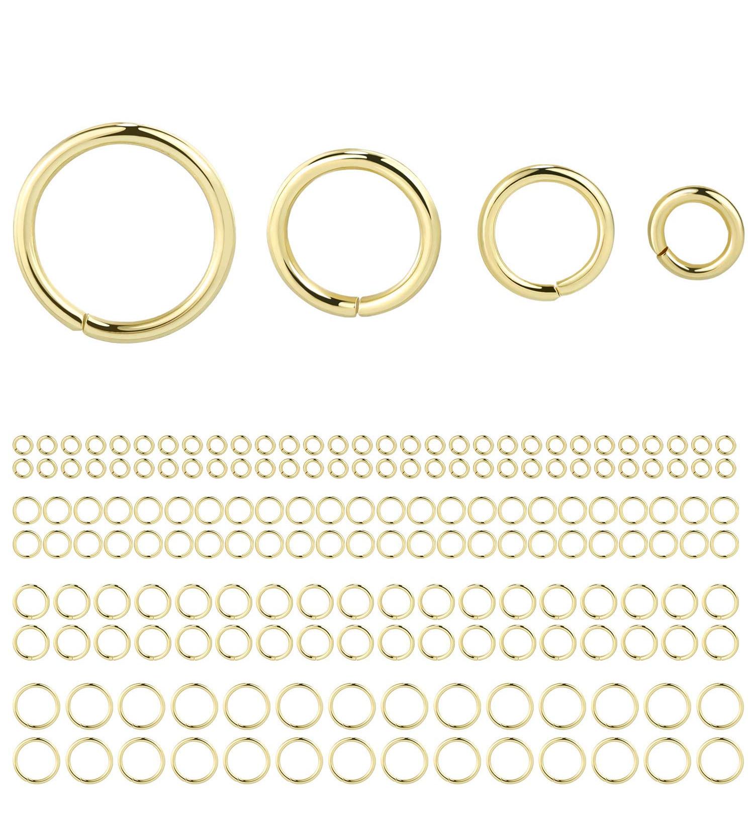 Alexcraft 14k Gold Plated Jump Rings 900PCS - Strong Gold Open Jump Rings Bulk for Jewelry Making - Necklace Bracelet Earrings - 4/6/8/10mm - Buy Online on GoSupps.com