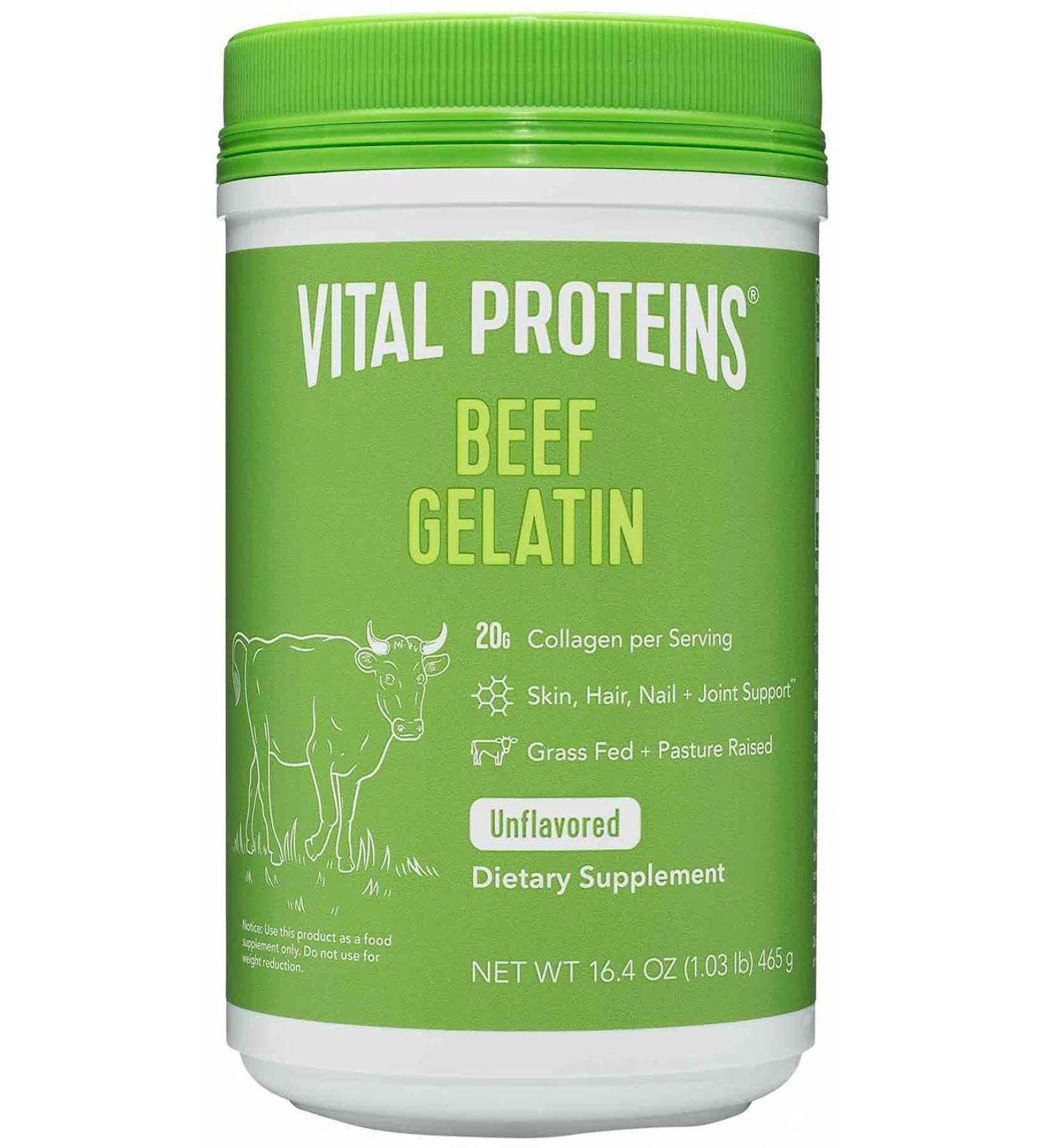 Vital Proteins Unflavored Beef Gelatin - 16.4 oz | Grass-Fed Collagen Supplement - Buy Online on GoSupps.com