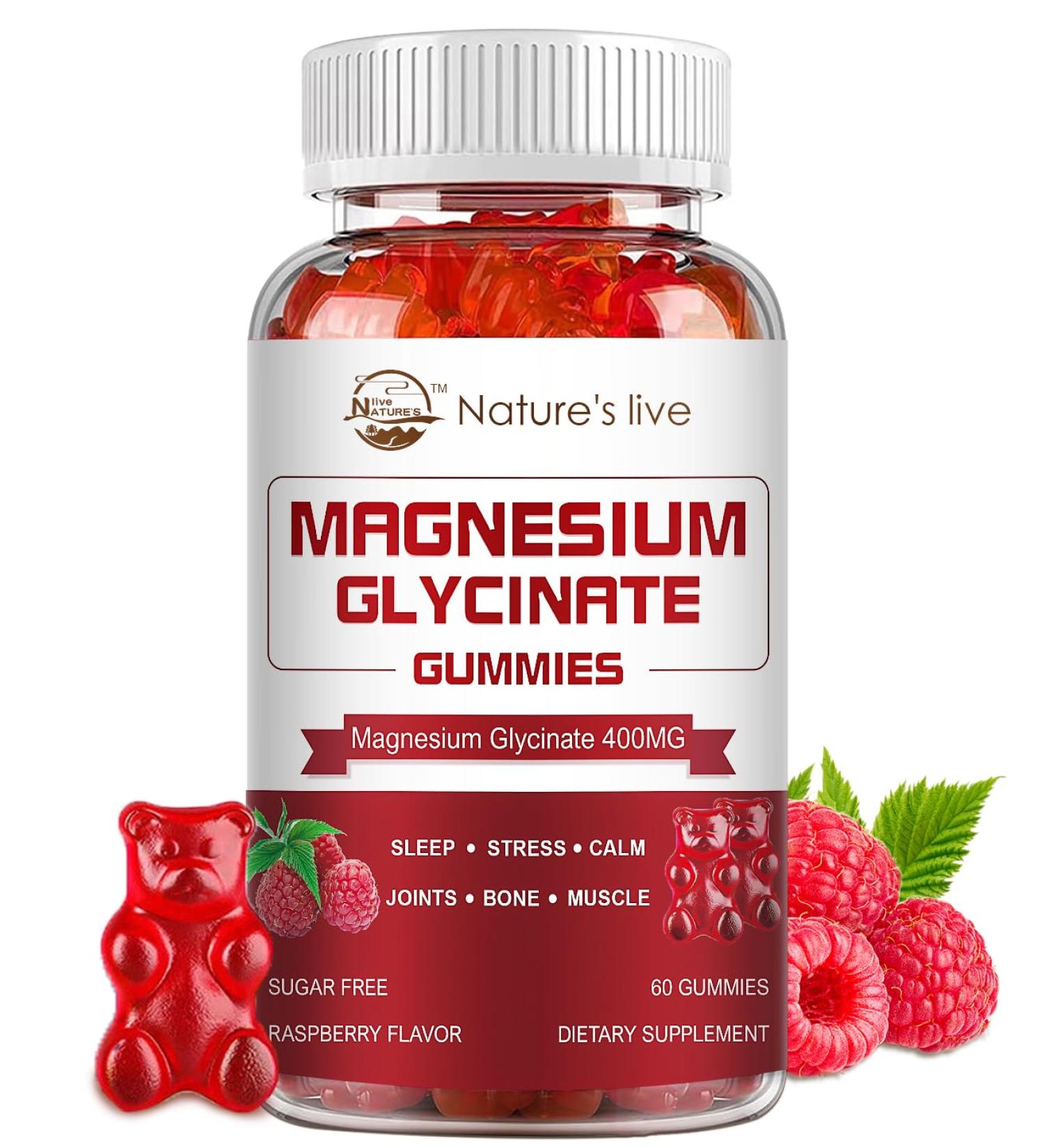 Magnesium Glycinate Gummies Sugar Free Magnesium Supplement with Magnesium Glycinate 400mg Magnesium L-Threonate 200mg for Calm Mood Muscle Bone & Sleep for Adults 60 Raspberry Gummies Raspberry 60 Count (Pack of 1) - Buy Online on GoSupps.com