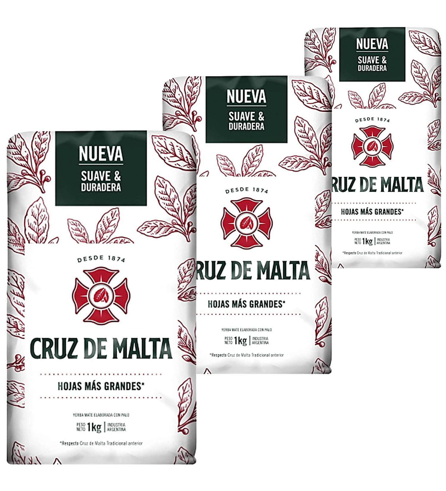 Cruz de Malta Yerba Mate Tradicional 3 kg (1000g x 3) - Authentic Argentine Mate Tea - 24 Months Aged - International Shipping - Buy Online on GoSupps.com