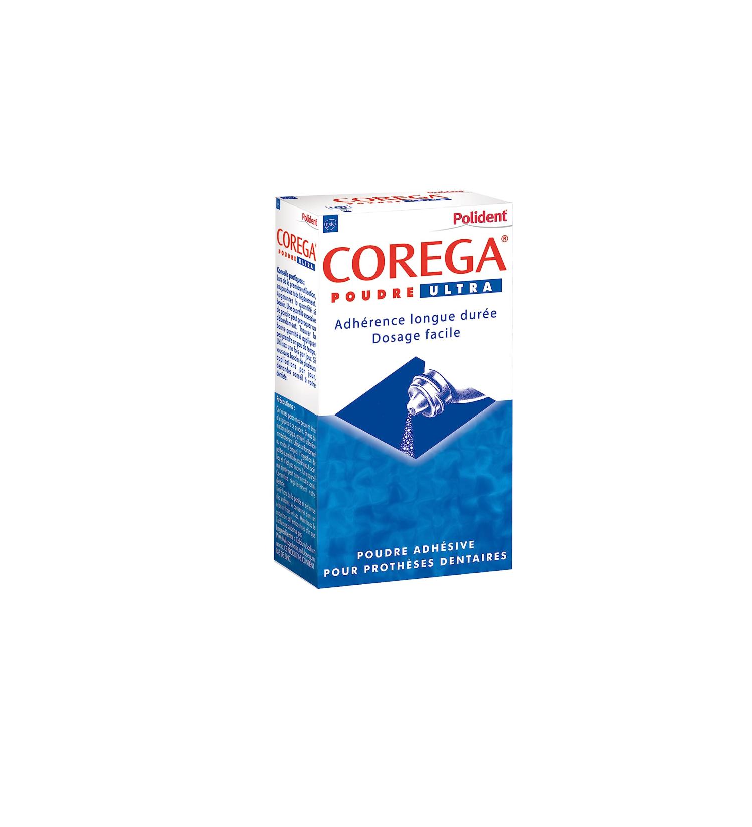 Polident Corega Ultra Adhesive Powder for Partial or Complete Dentures Zinc Free Adhesive Powder All Day 40 g
