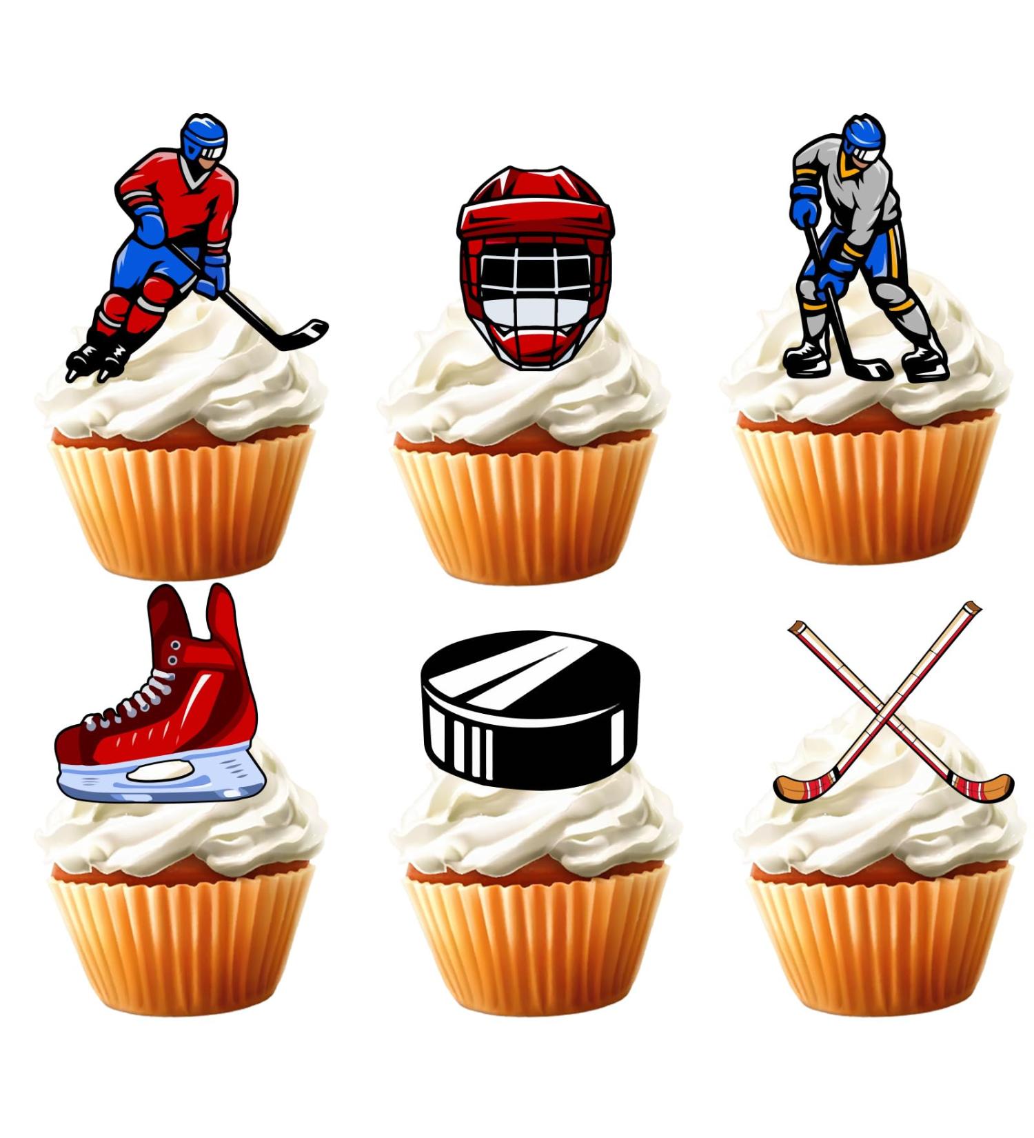 18pcs Hockey Cupcake Toppers for Boys Men Girls Hockey Birthday Party Supplies Sport Hockey Ball Party Decorations Ice Hockey Birthday Cake Decorations - Buy Online on GoSupps.com