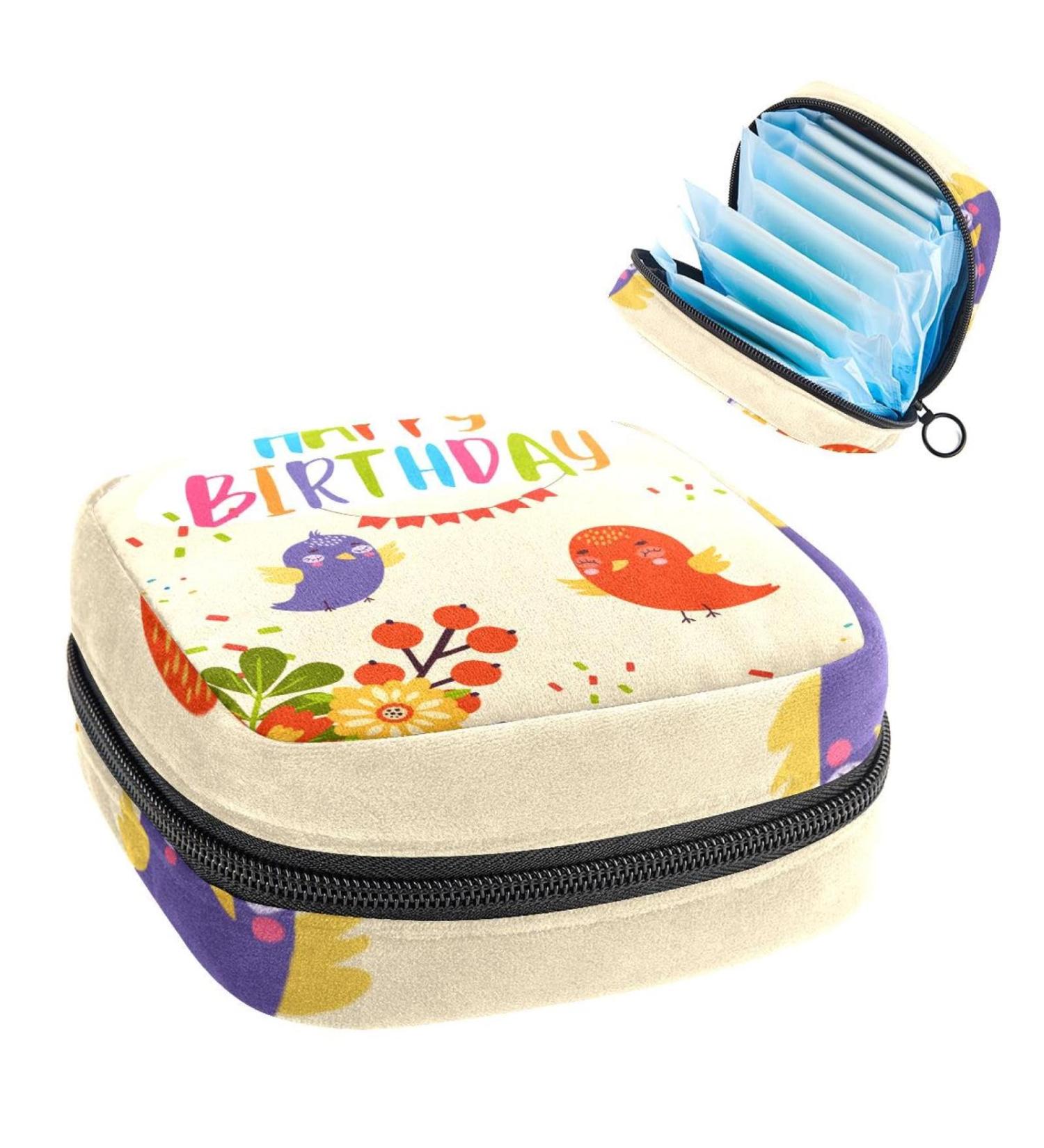 GIAPB Period Bag | Sanitary Napkin & Makeup Storage Pouch | Bird Birthday Card Design - Buy Online on GoSupps.com