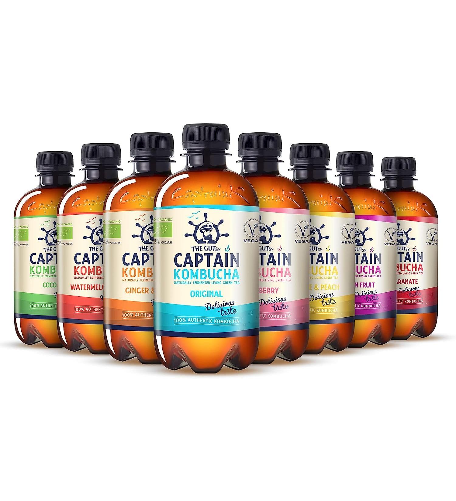 Gutsy Captain Kombucha MixBox - 12 x 400ml Organic Probiotic Tea Drink - Raw & Vegan - Buy Online on GoSupps.com