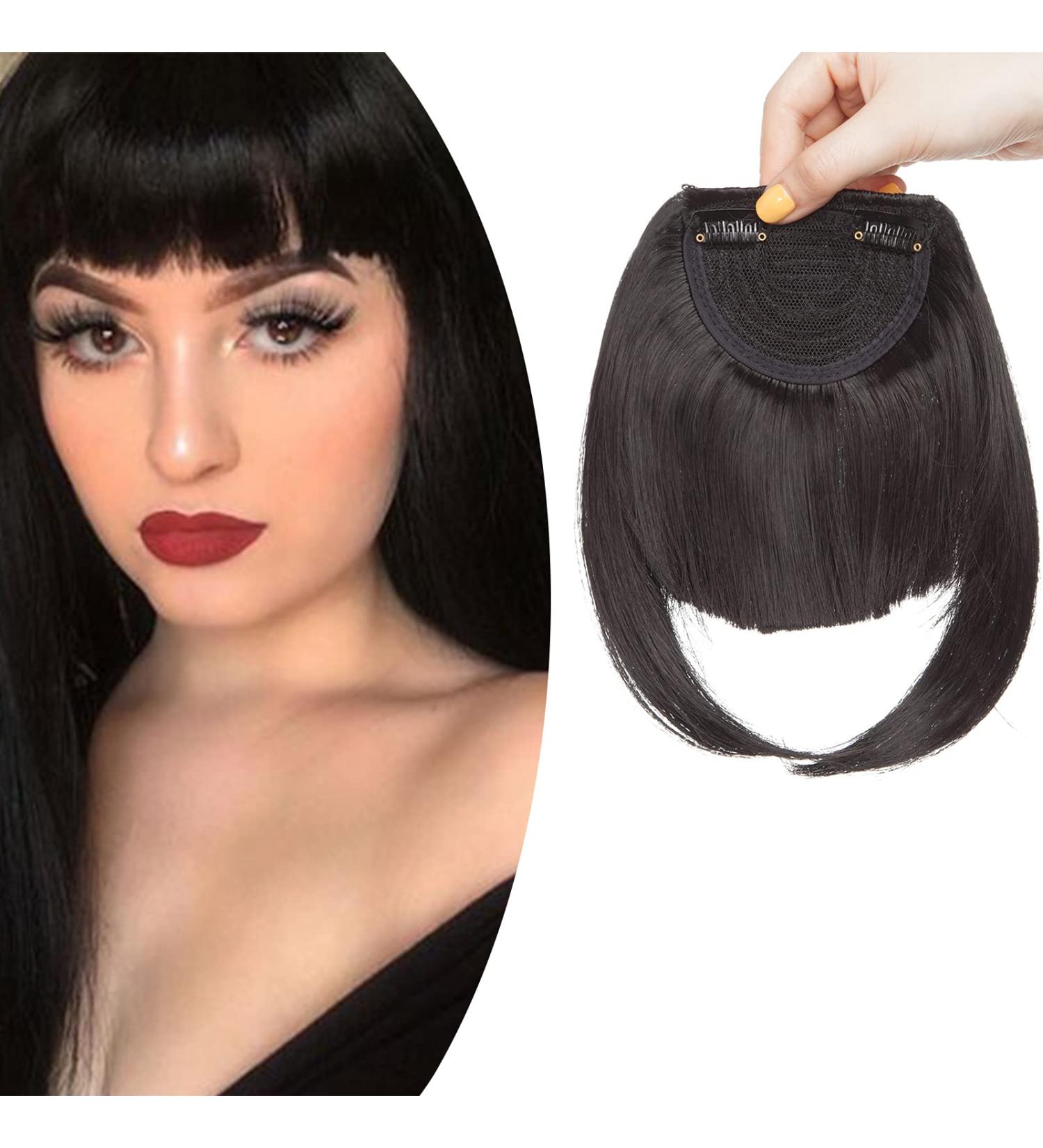 SEGO Clip-in Pony Hairpiece Extensions - Realistic Dark Black Fringe Bangs One Piece Front Hair Extension for International Shipping - Buy Online on GoSupps.com