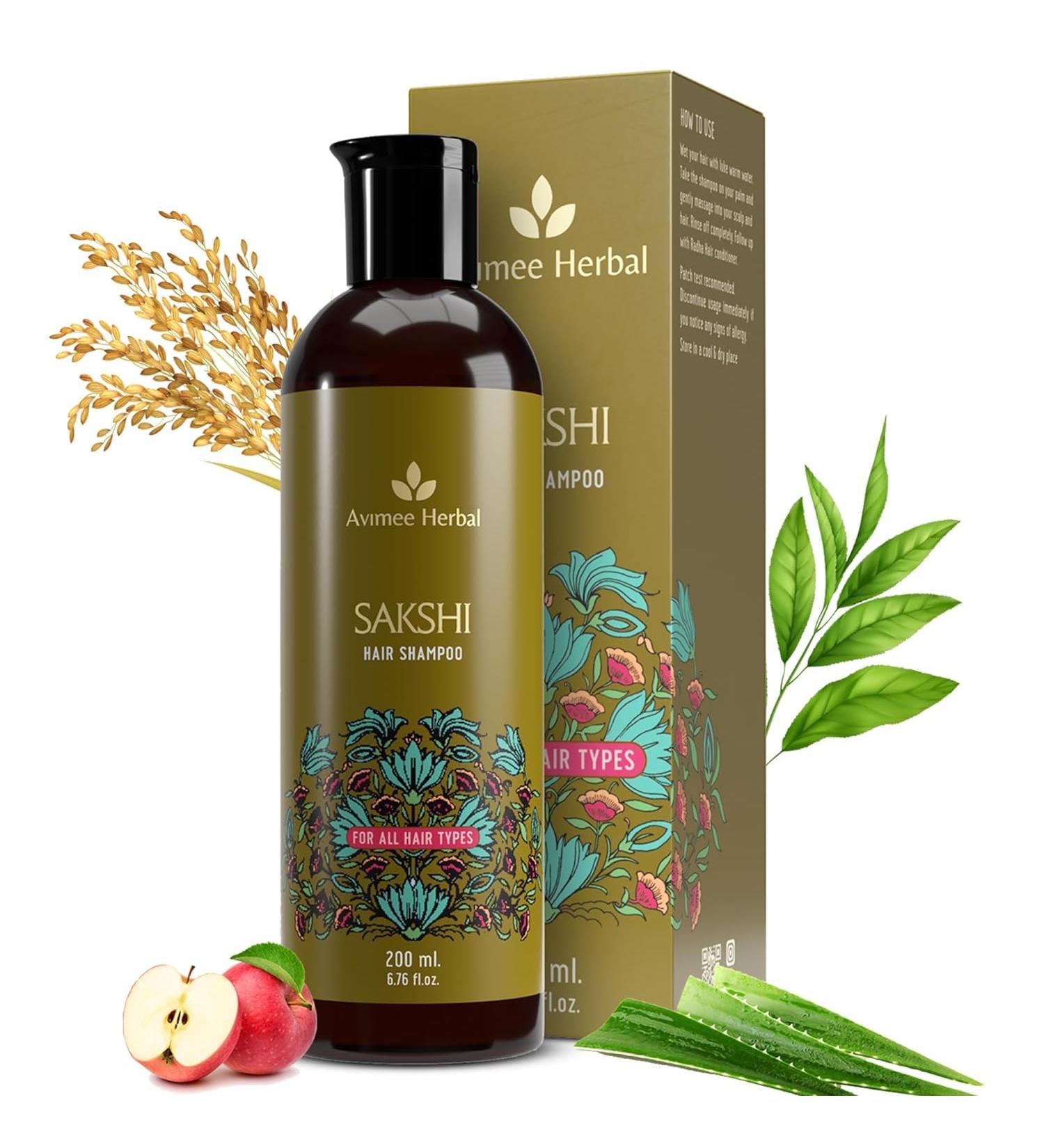 Avi.mee Herbal Sakshi Hair Shampoo | Deep Cleaning Shampoo | With Aloe Vera Apple Cider Vinegar Rice Protein & Tea Tree Oil | 200 mL - Buy Online on GoSupps.com