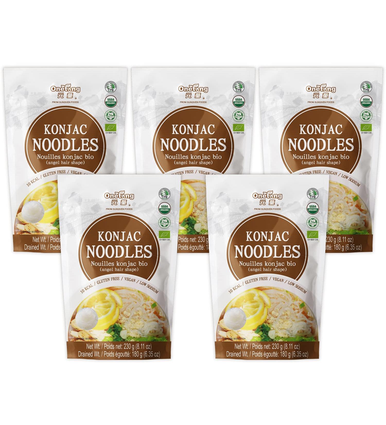 ONETANG Organic Shirataki Konjac Angel Hair Pasta 5 Pack - Vegan, Low Calorie, Gluten Free, Fat Free, Keto Friendly - Holiday Gifts for Healthy Diet - 40.6 oz - Buy Online on GoSupps.com