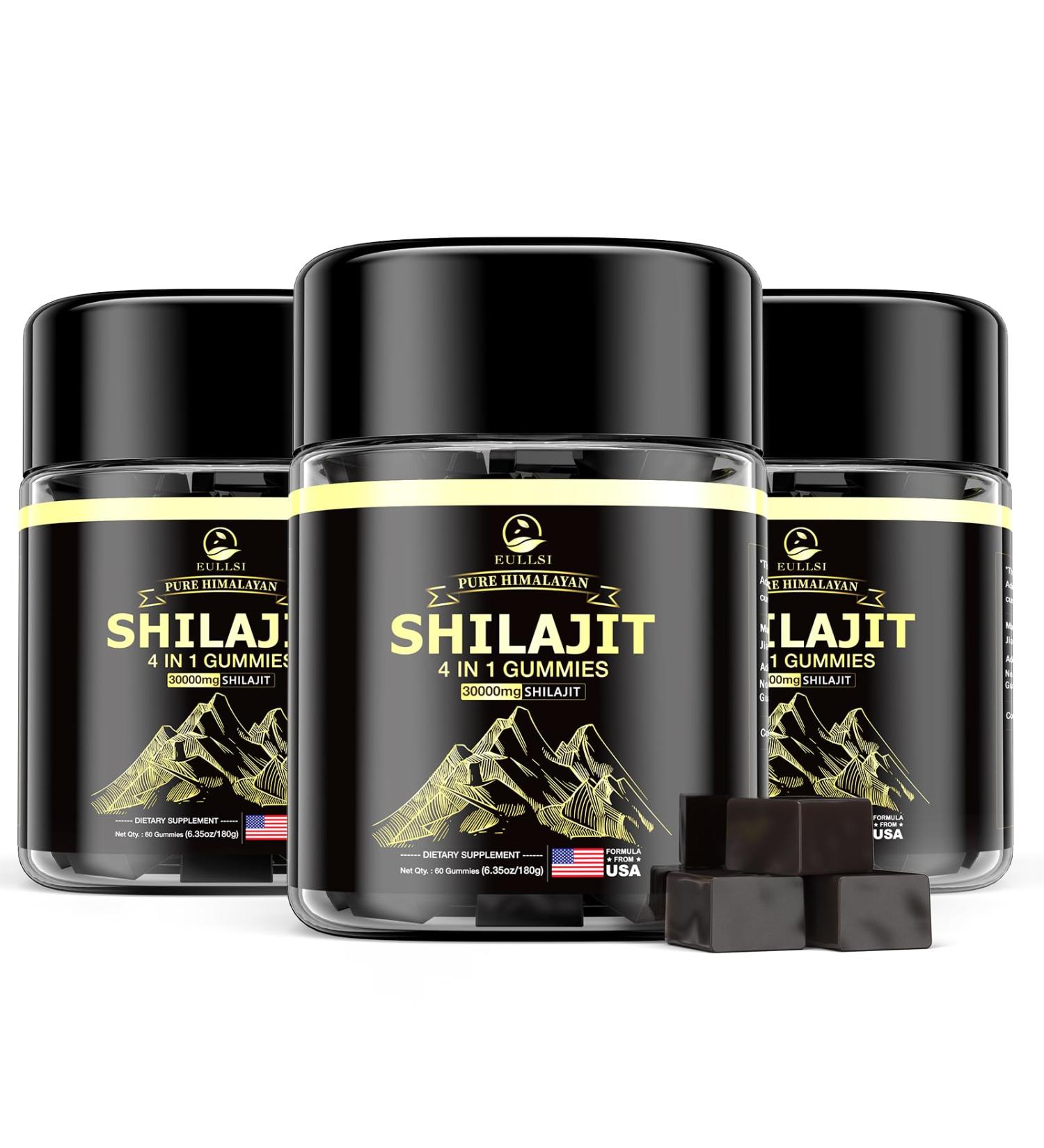Eullsi Pure Shilajit Gummies for Men & Women Organic Ashwagandha Gummies 85+ Trace Minerals & 75% Fulvic Acid for Energy Stamina & Immune Support Vegan Non-GMO