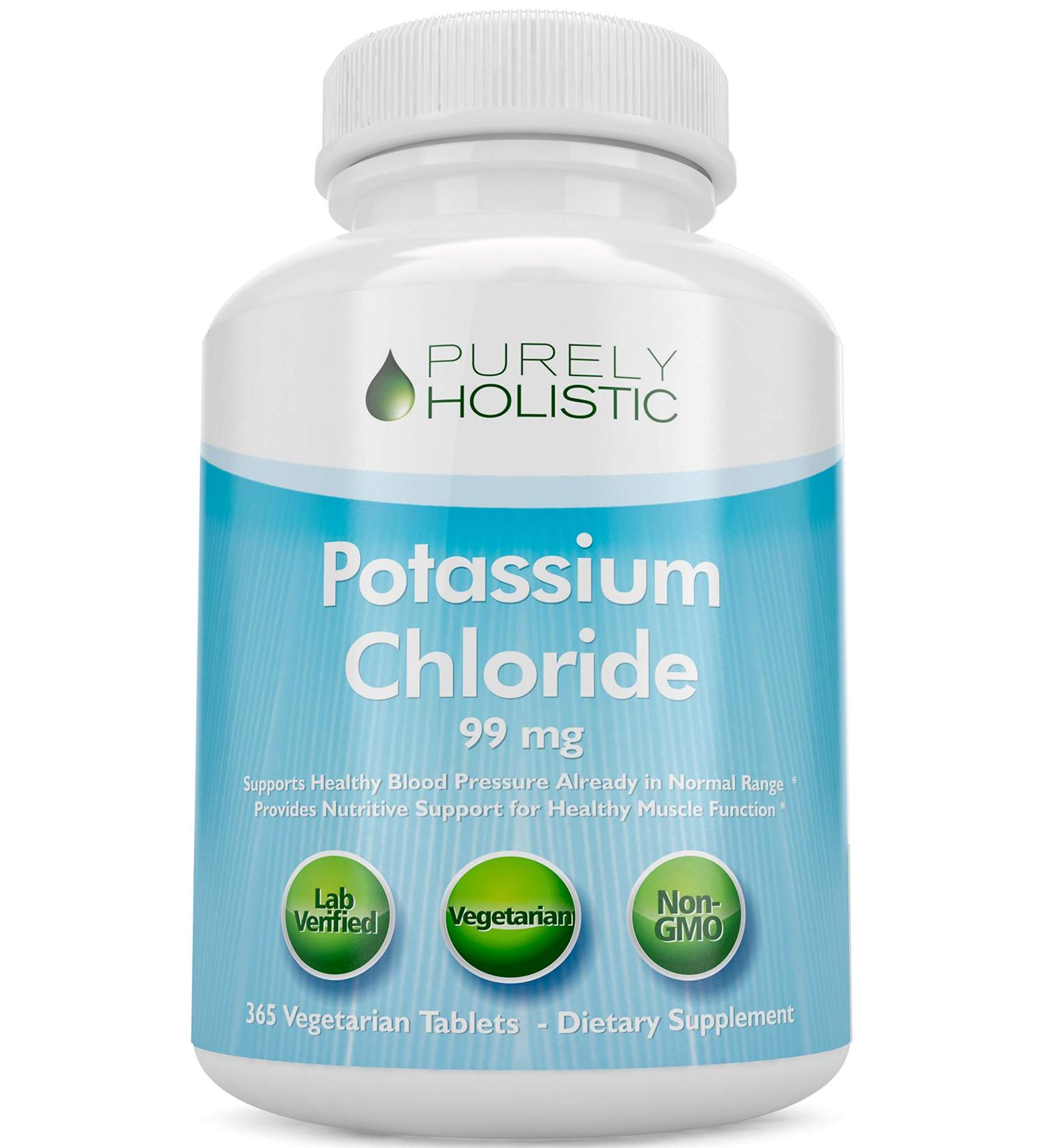 Potassium Chloride 99mg Supplement - 365 Tablets | 1 Year Supply | Supports Healthy Blood Pressure & Muscle Function | Vegetarian | Non GMO - Buy Online on GoSupps.com