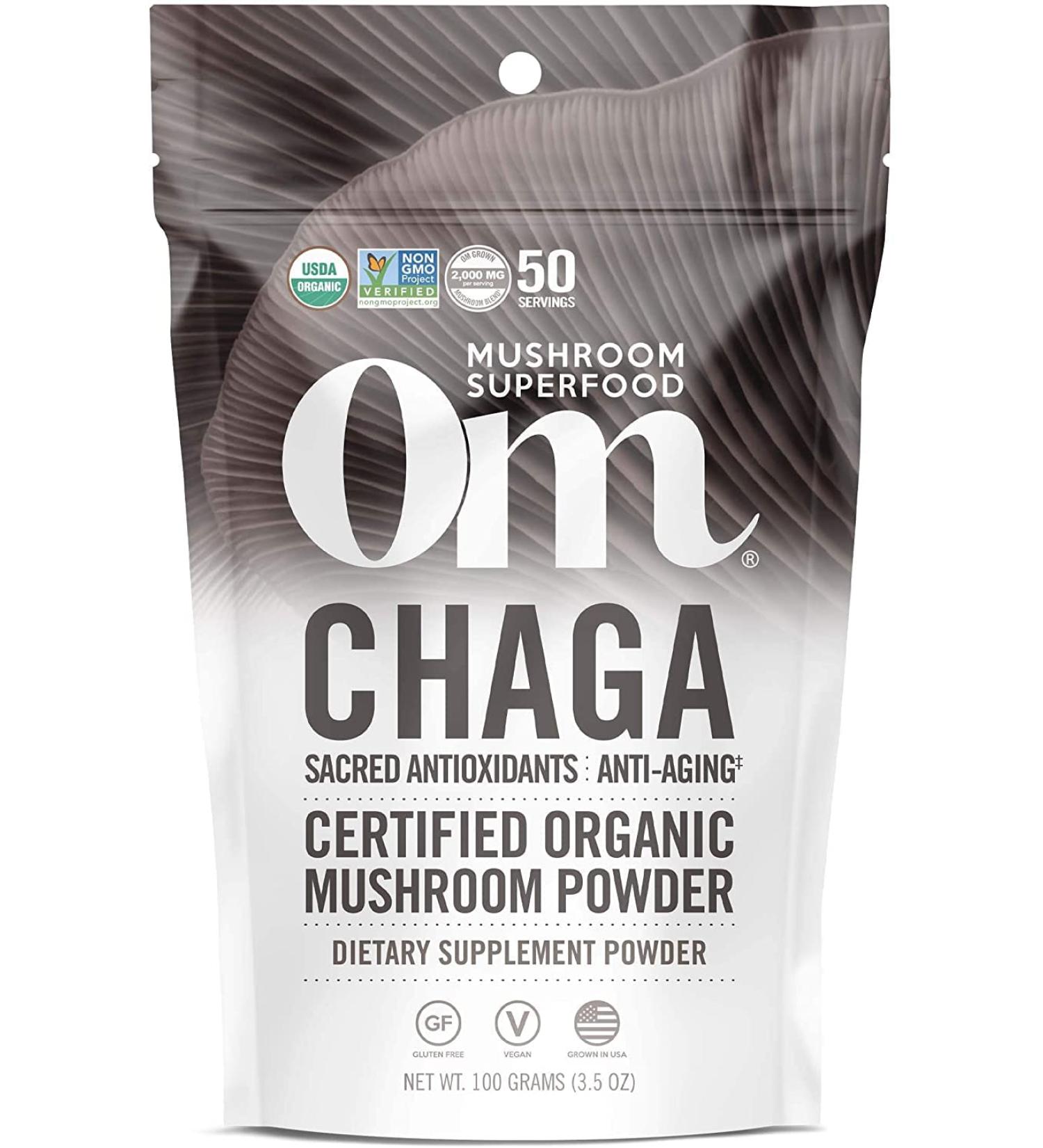 Om Mushroom Superfood Chaga Powder - Organic 3.5 oz, 50 Servings, Antioxidants & Immune Support - Buy Online on GoSupps.com
