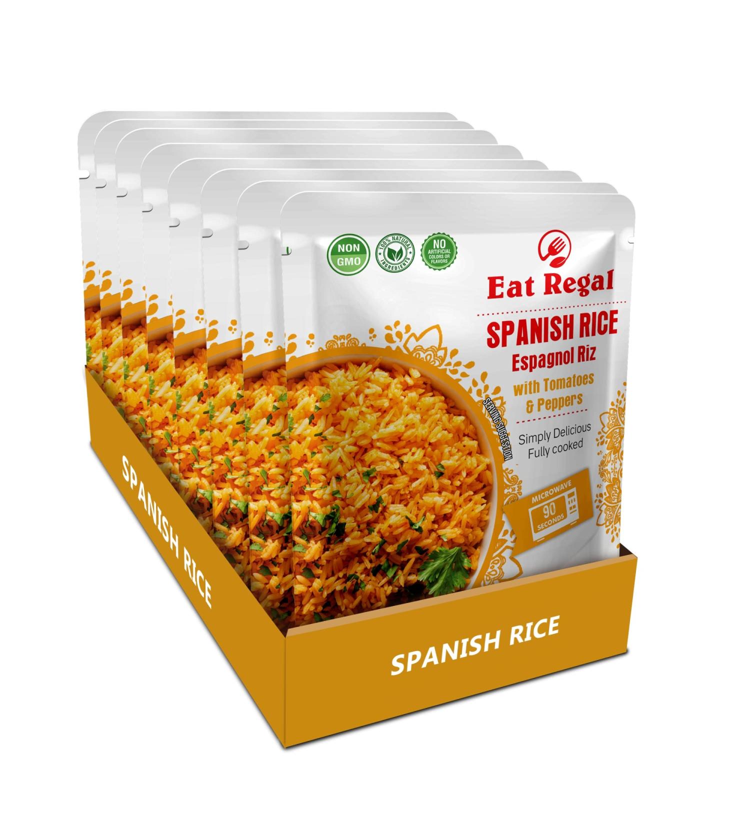 Regal Spanish Style Rice in Tray | Ready to Eat in 90 Seconds | Microwavable | Nutritious & Delicious | 8.8oz (Pack of 8) - Buy Online on GoSupps.com