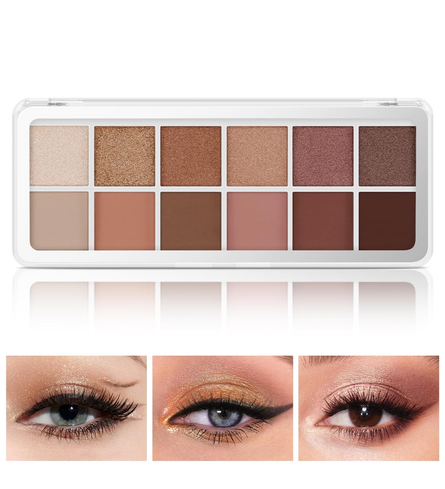 Boobeen 12 Colors Eyeshadow Palette - High Pigmented Matte & Glitter Shades | Ultra-Blendable Neutral Nudes for Natural Look | Long Lasting Makeup - Buy Online on GoSupps.com
