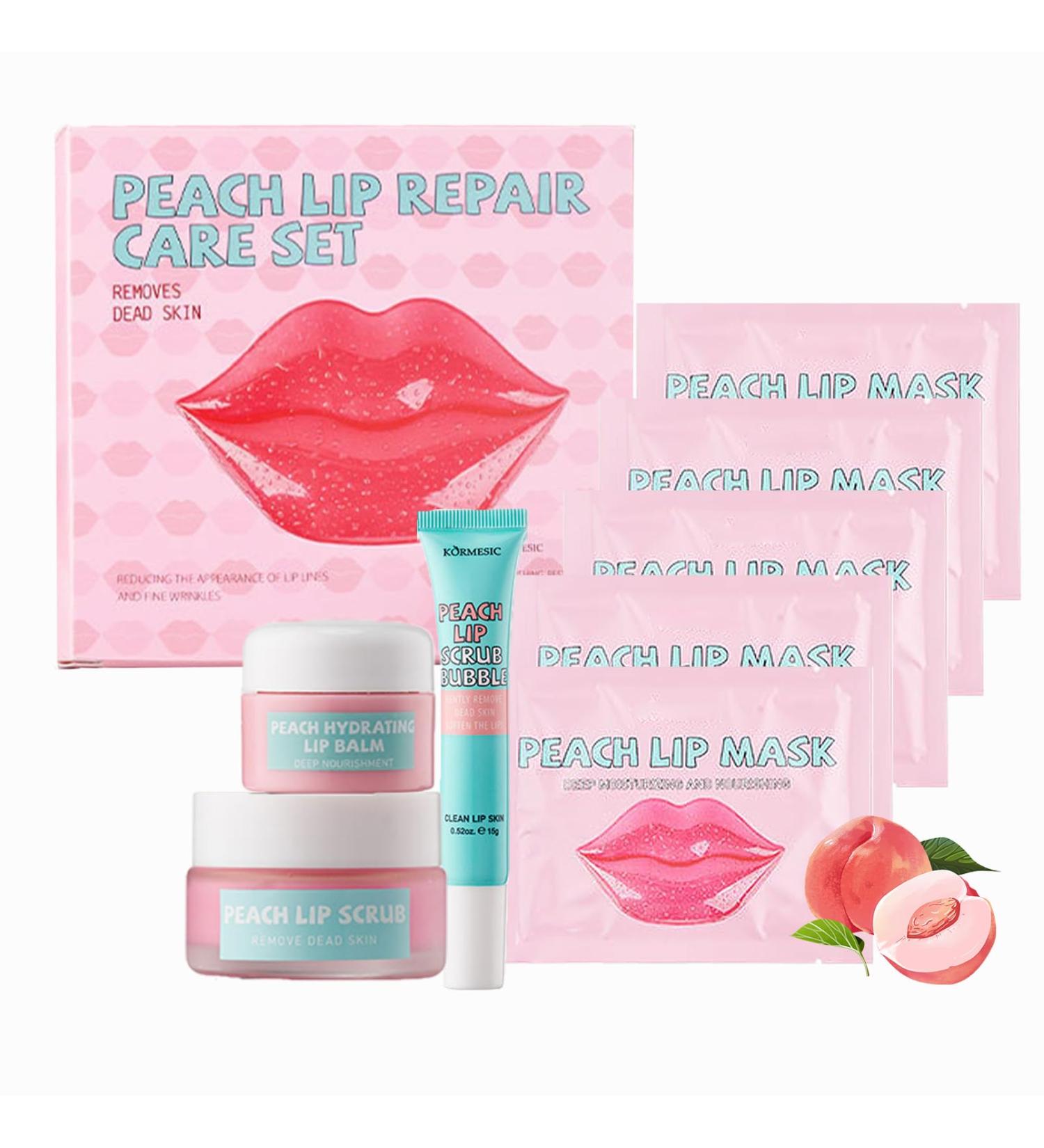 Peach Lip Balm Set - Lip Masks with Peach Extract - Lip Scrub Lip Scrub Bubble Lip Balm and Lip Mask - Lip Care for Women - Lip Repair Care Set as Gift Set on The Festival - Buy Online on GoSupps.com