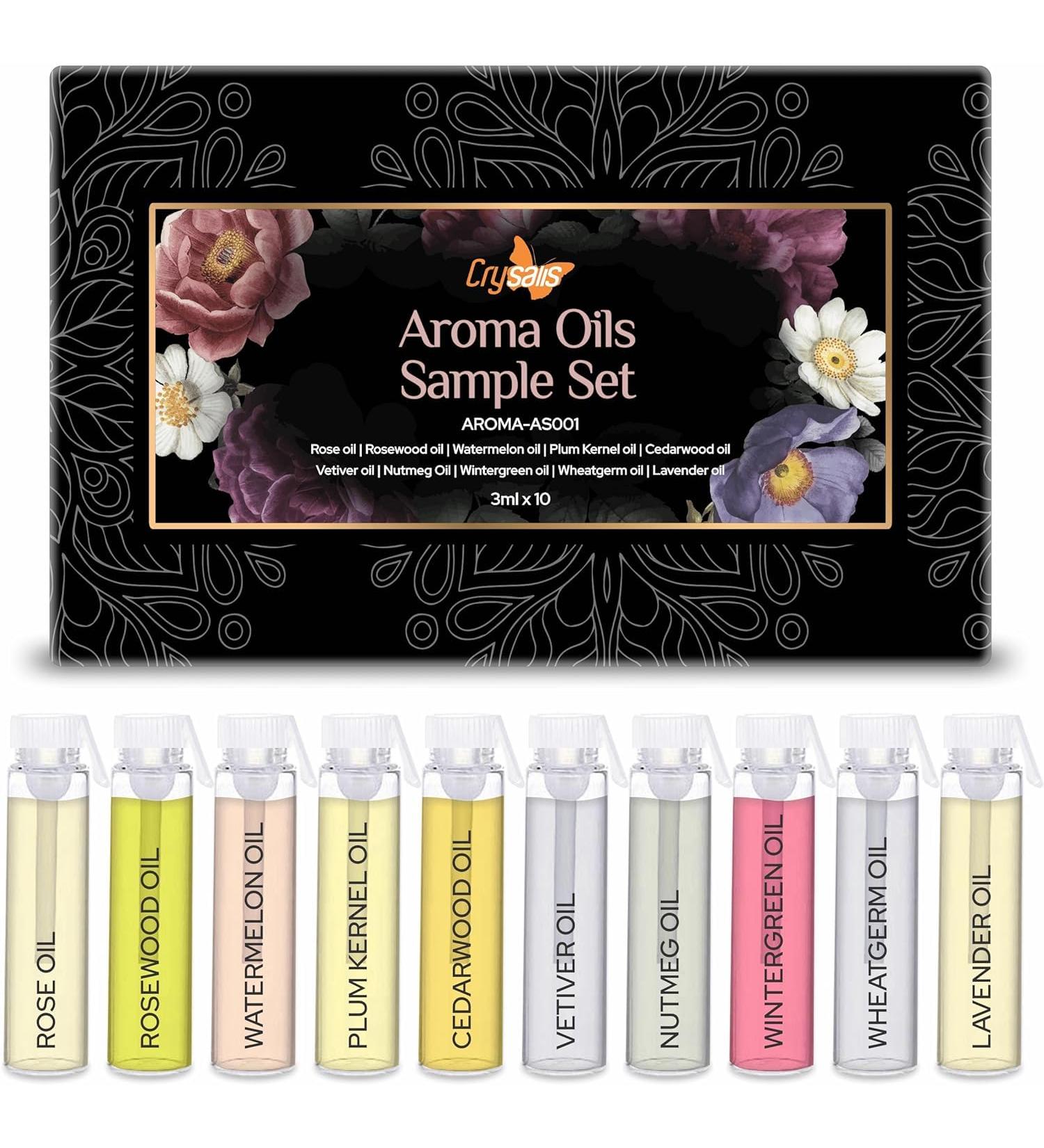 Crysalis Aroma Oils Set - 10x3ml Rose Rosewood Watermelon and More | Natural Oils for Aromatherapy & Massage - Buy Online on GoSupps.com