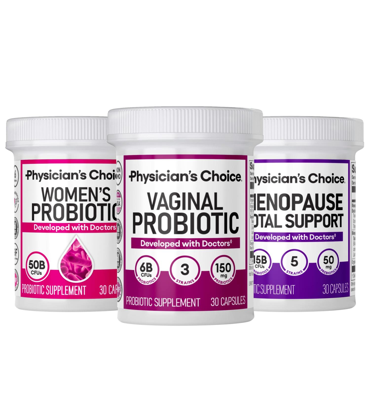 Physician's CHOICE Total Womens Health Bundle - Menopause Probiotic + Vaginal Probiotic + Womens Probiotic - Buy Online on GoSupps.com