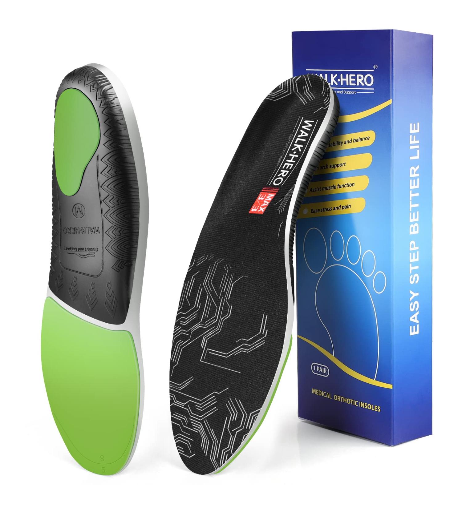 Plantar Fasciitis Insoles Arch Supports for Men Size 8-9/Women Size 10-11 - Black-G - Buy Online on GoSupps.com
