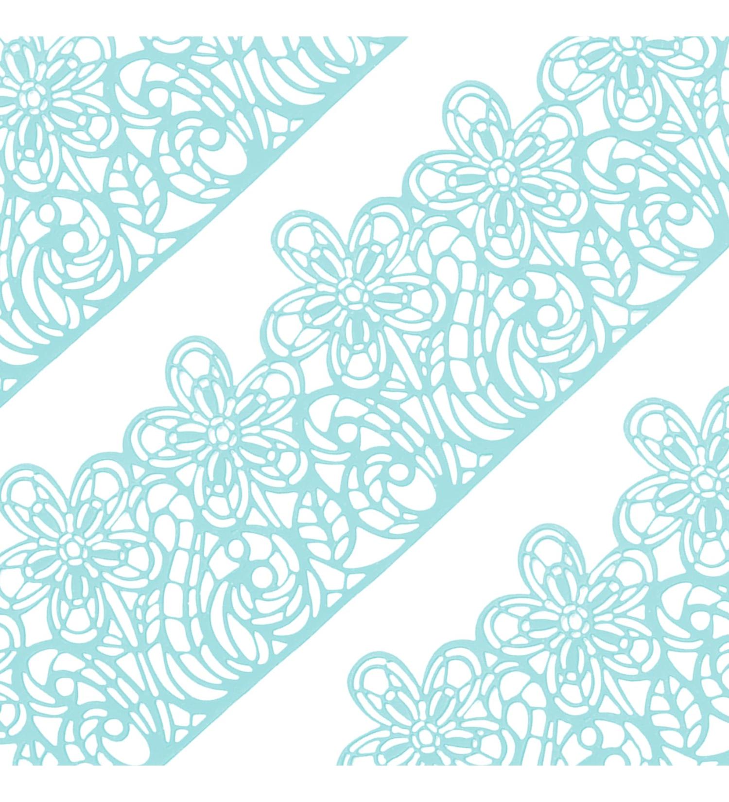 Ready to Use Edible Cake Lace Effect Border Ribbon Flower Trim Blue 14-inch 10-Piece Set - Buy Online on GoSupps.com