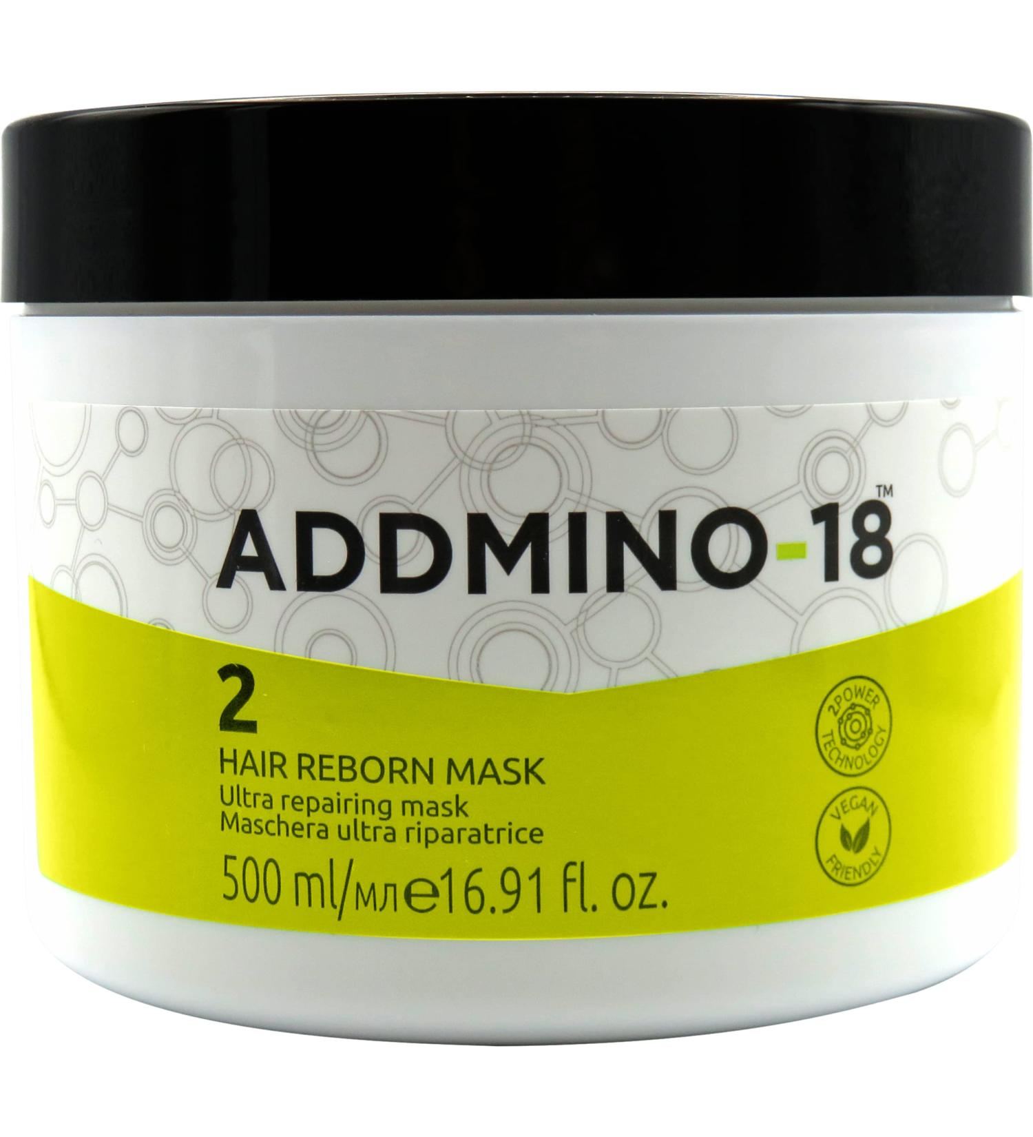 ADDMINO-18 Hair Mask - Nourishing Treatment for Dry & Damaged Hair with 18 Amino Acids - Pear/Linseed Oil - 500ml - Buy Online on GoSupps.com