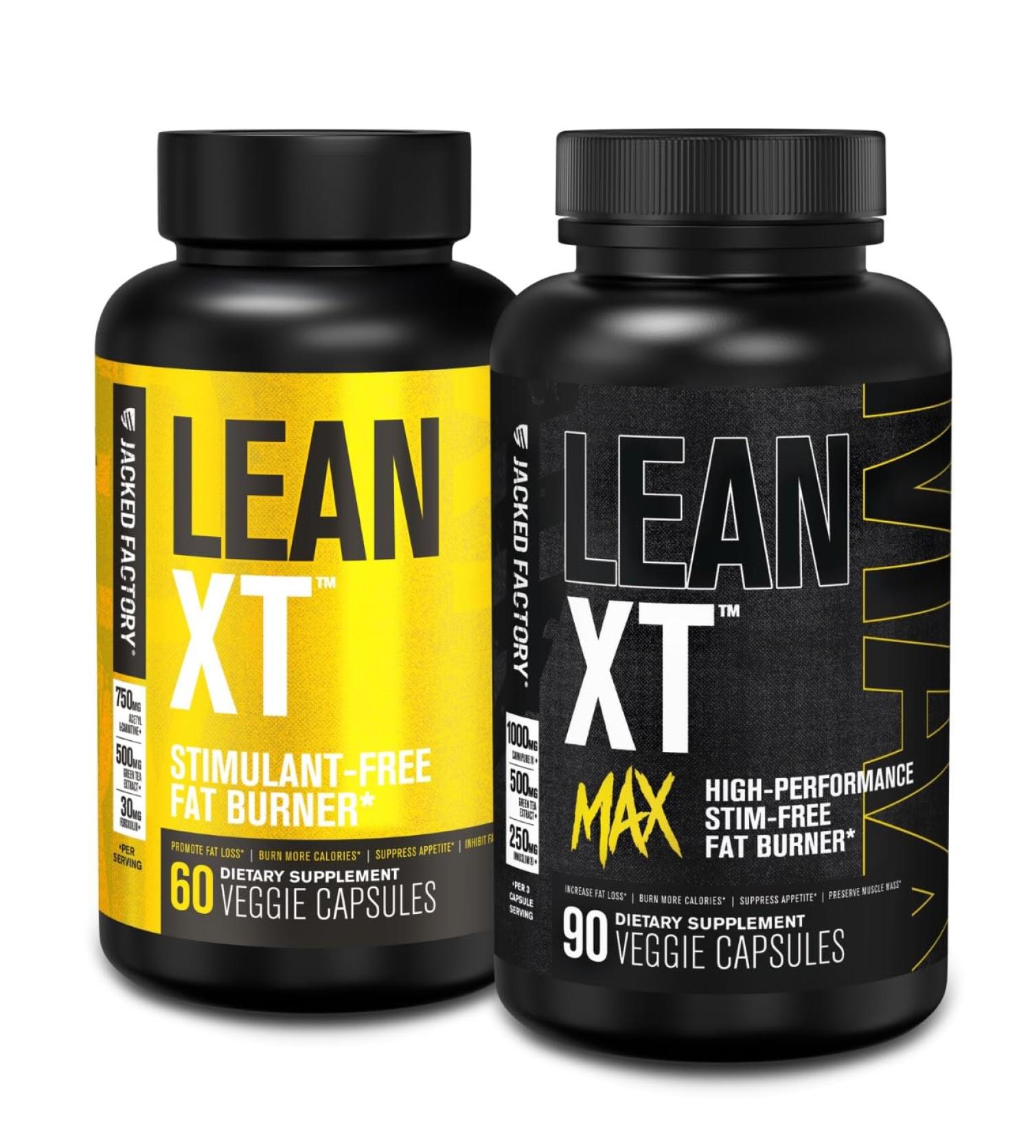 Jacked Factory Lean-XT Caffeine Free Fat Burner (60 Capsules) Lean-XT Max - High-Performance Stim-Free Fat Burner (90 Capsules) - Buy Online on GoSupps.com