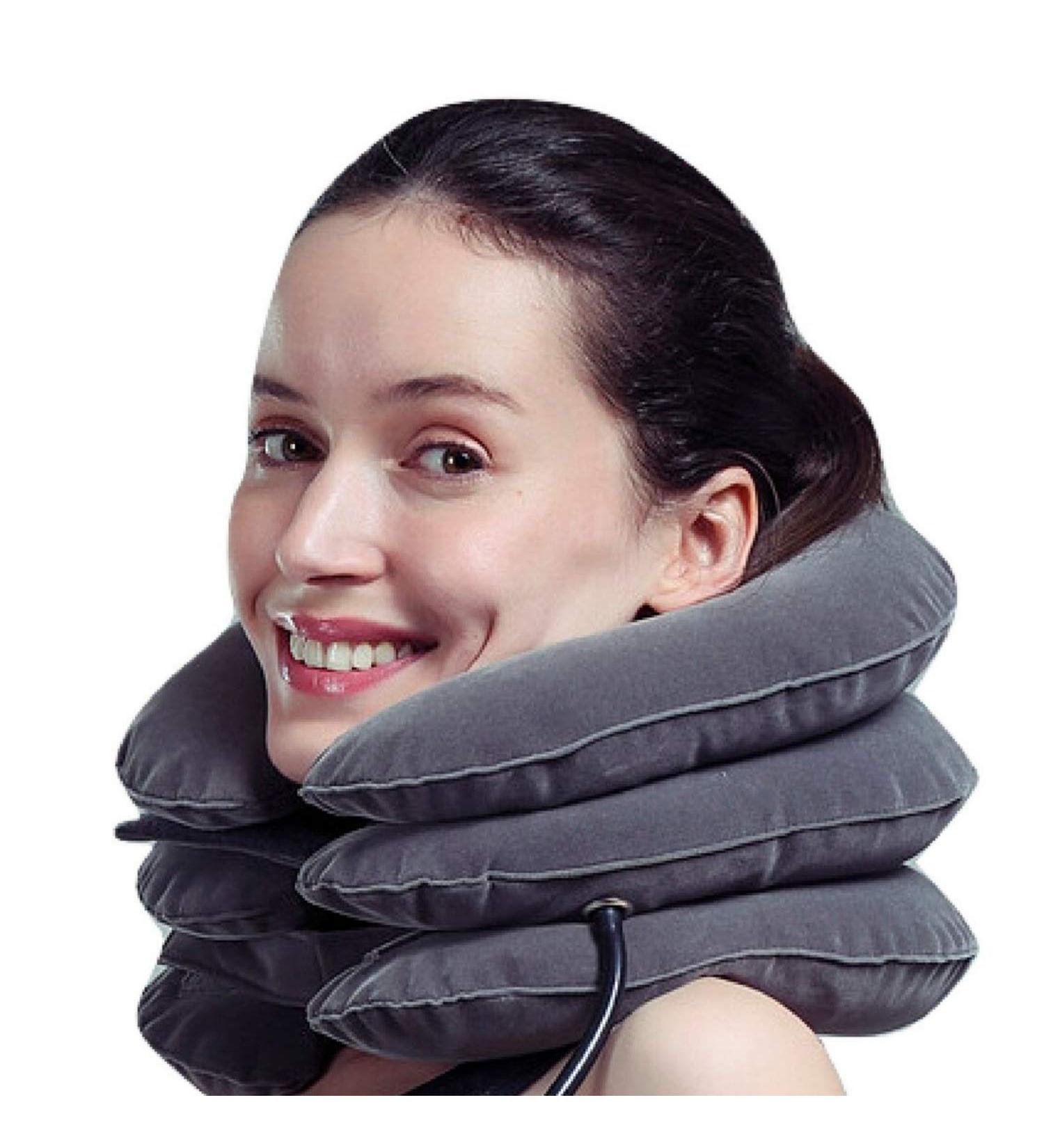 Medized Inflatable Cervical Neck Traction Device - Adjustable Gray Collar for Spine Alignment & Neck Pain Relief - International Shipping Available - Buy Online on GoSupps.com