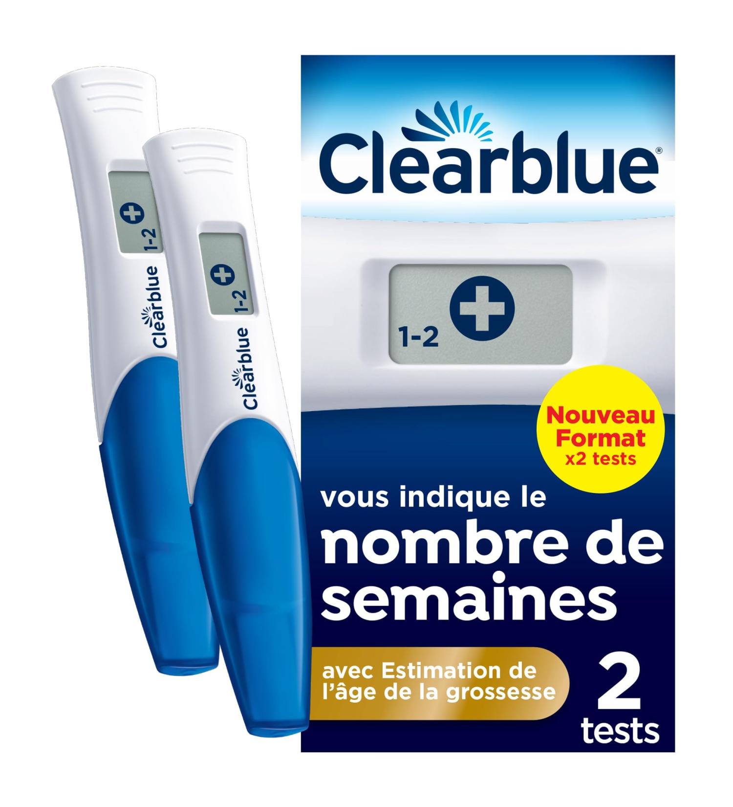 Clearblue Digital pregnancy test with estimate of the age of pregnancy 2 tests the only test that shows you the number of weeks since conception: 1-2 2-3 or more than 3 2 digital pregnancy tests