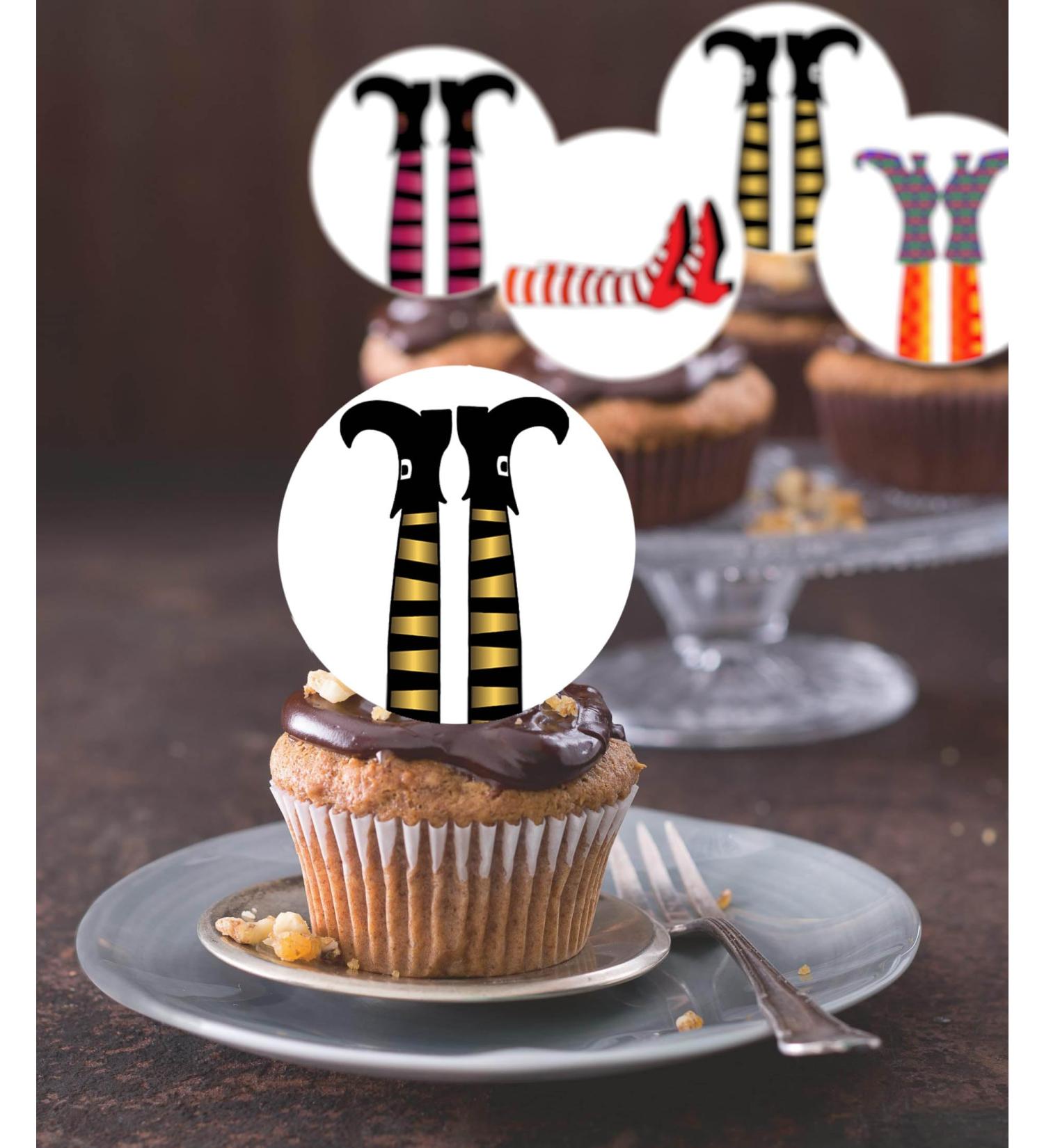 24 x Pre-Cut Halloween Mix 2 Edible Stand up Wafer/Rice Paper Cupcake Toppers Cake Decorations Birthday Party Witch Legs - Buy Online on GoSupps.com