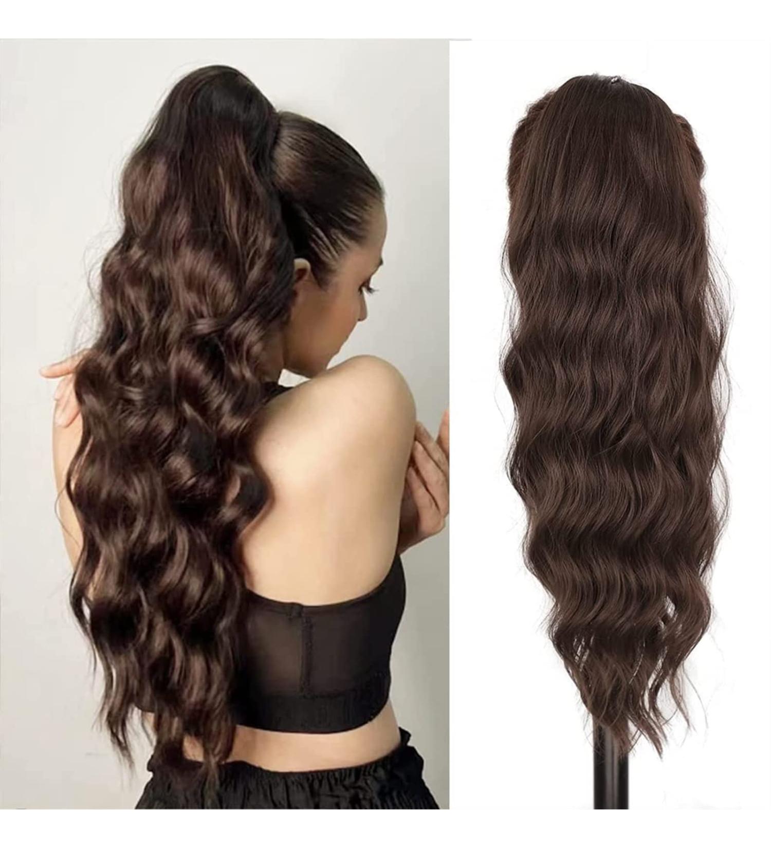 Ponytail Extension Drawstring Ponytail Extensions for Women Daily Used Heat Resisitant Fiber Hair Synthetic Long Wavy Ponytail Ponytail Hair Extension(Color:Chocolate Brown) 24inches Chocolate Brown - Buy Online on GoSupps.com