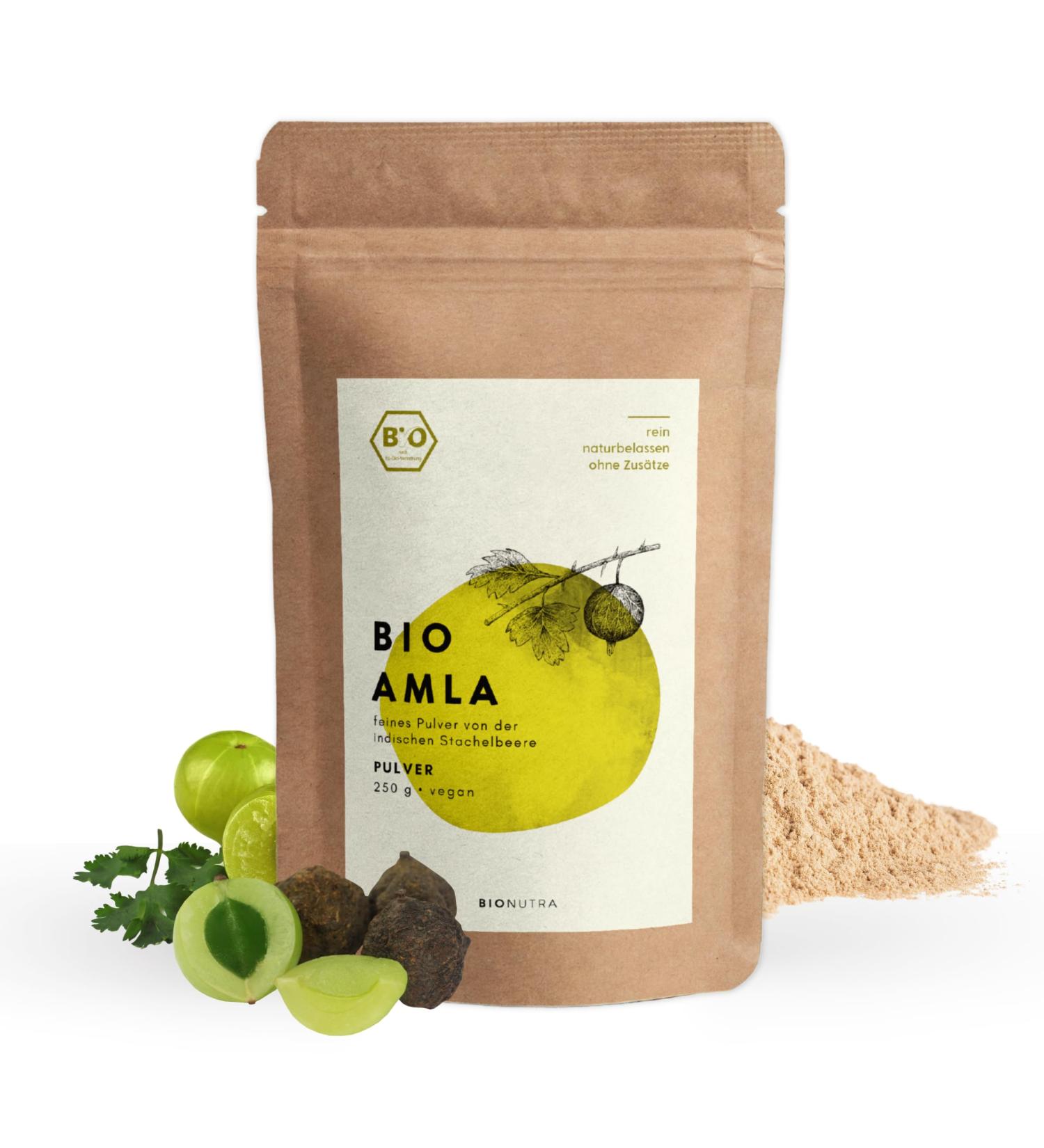 Bionutra AMLA Powder Bio 250g | Organic Indian Gooseberry Vegan Gluten-Free Additive-Free - EU Eco Standard - Buy Online on GoSupps.com