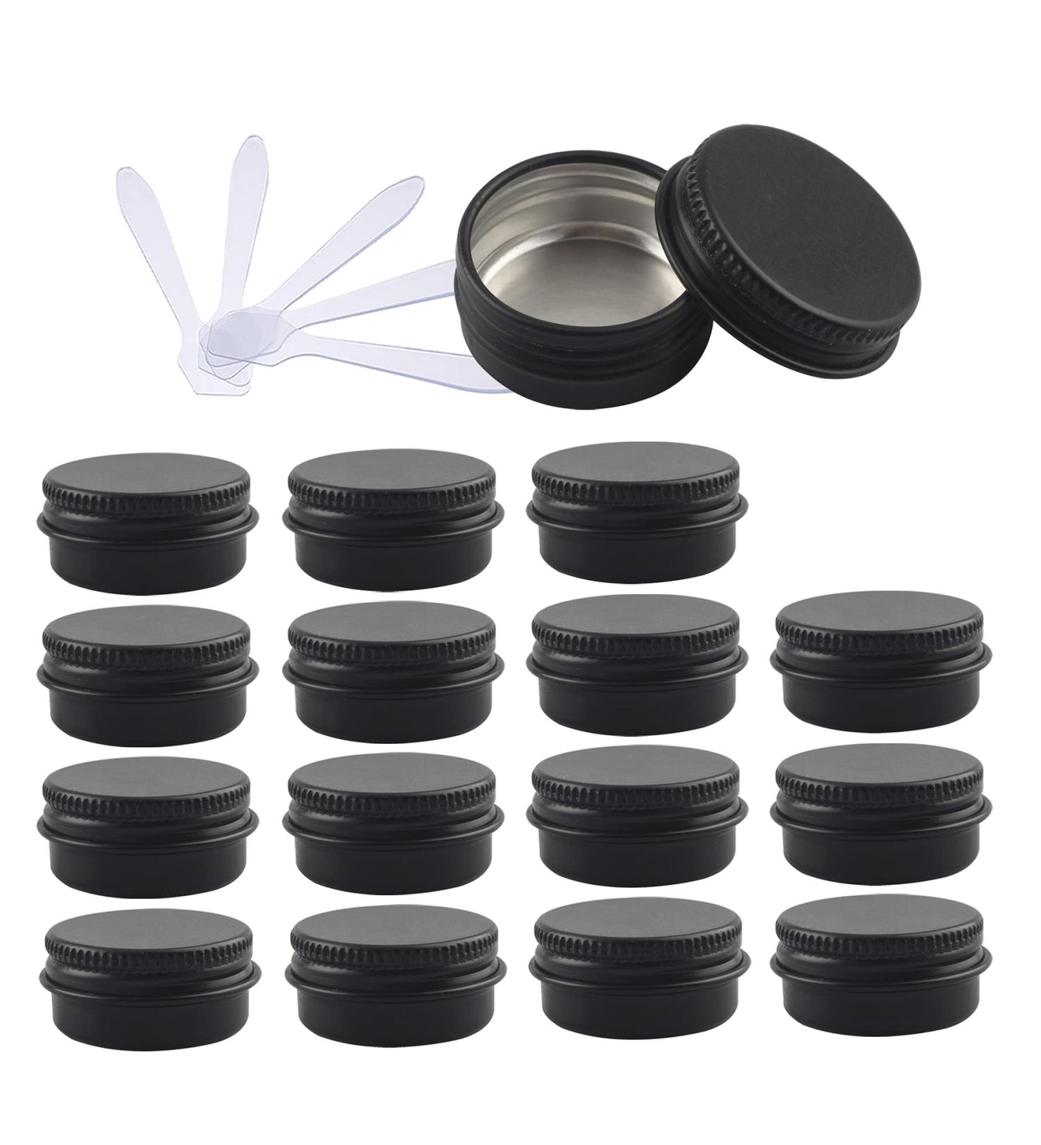 Zeoabsy 48-Piece 10ml Matt Black Aluminum Tins - Empty Round Dosing Containers with Screw Covers Ideal for Cosmetics & Candle Making - Includes 12 Spatulas - Buy Online on GoSupps.com