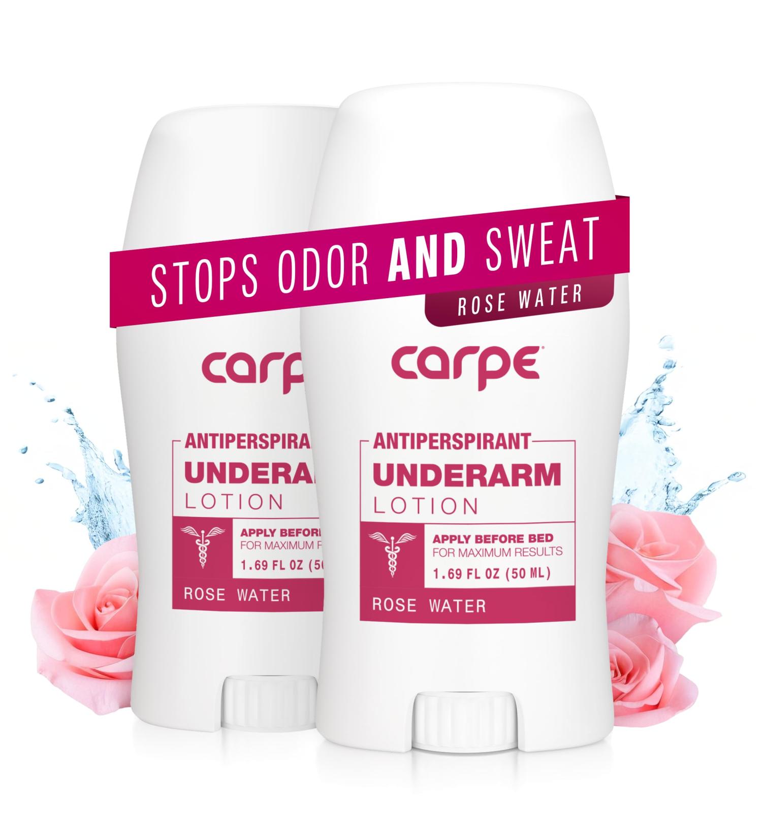 Carpe Clinical Strength Underarm Antiperspirant for Women with Rose Water scent Combat excessive sweating Stay fresh and dry Great for hyperhidrosis (Pack of 2) Rose Water 1.69 Fl Oz (Pack of 2) - Buy Online on GoSupps.com