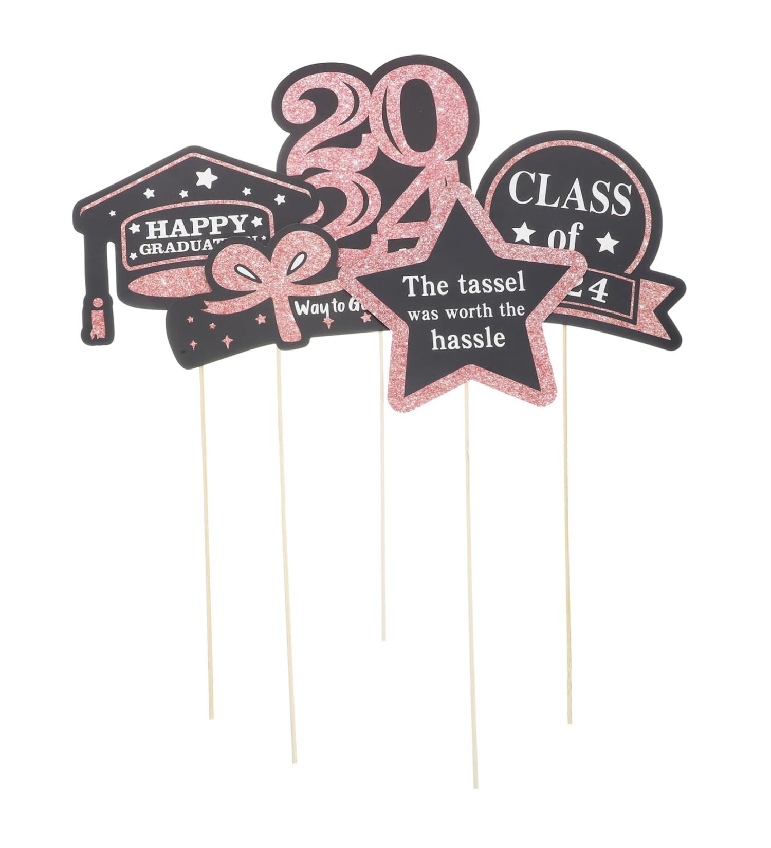 COOLHIYA 5 Packs Graduation Card Labels Tag Flower Vase Party Supplies Flower Container Diy Cards Graduation Party Layout Decor Flower Arrangement Ornaments Cake Props Paper Golden 16.00X13.70X0.10CM - Buy Online on GoSupps.com