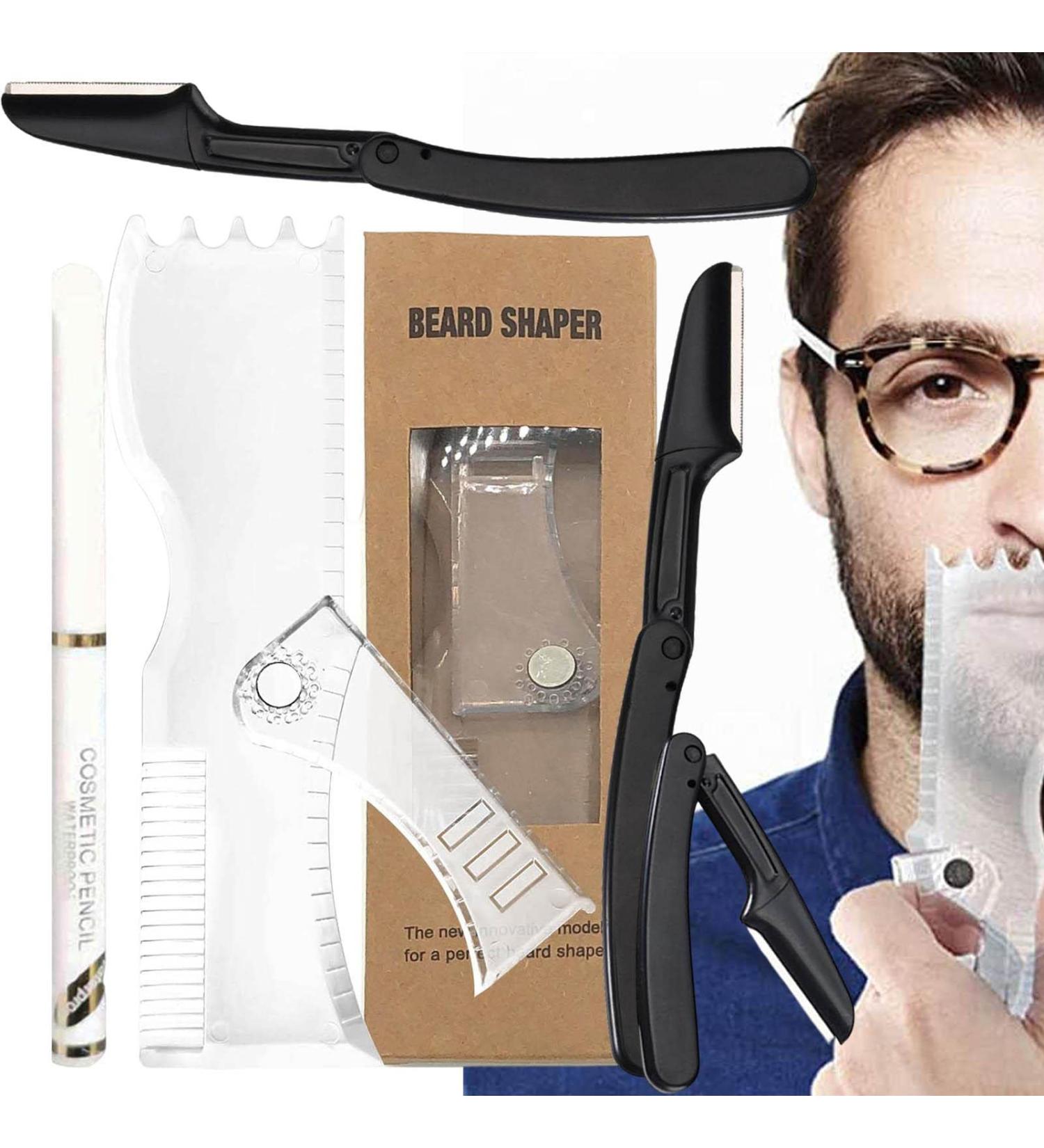 Higyee Mustache Former & Anti-Slip Beard Tool Set for Men | Trim & Style Perfectly with Bart Trim Instructions - Buy Online on GoSupps.com